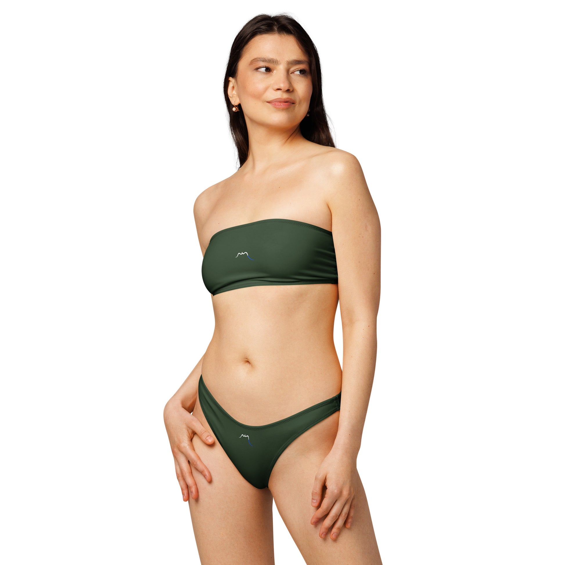 Vue de face du Bikini Bandeau Lekeitio - coloris vert forêt