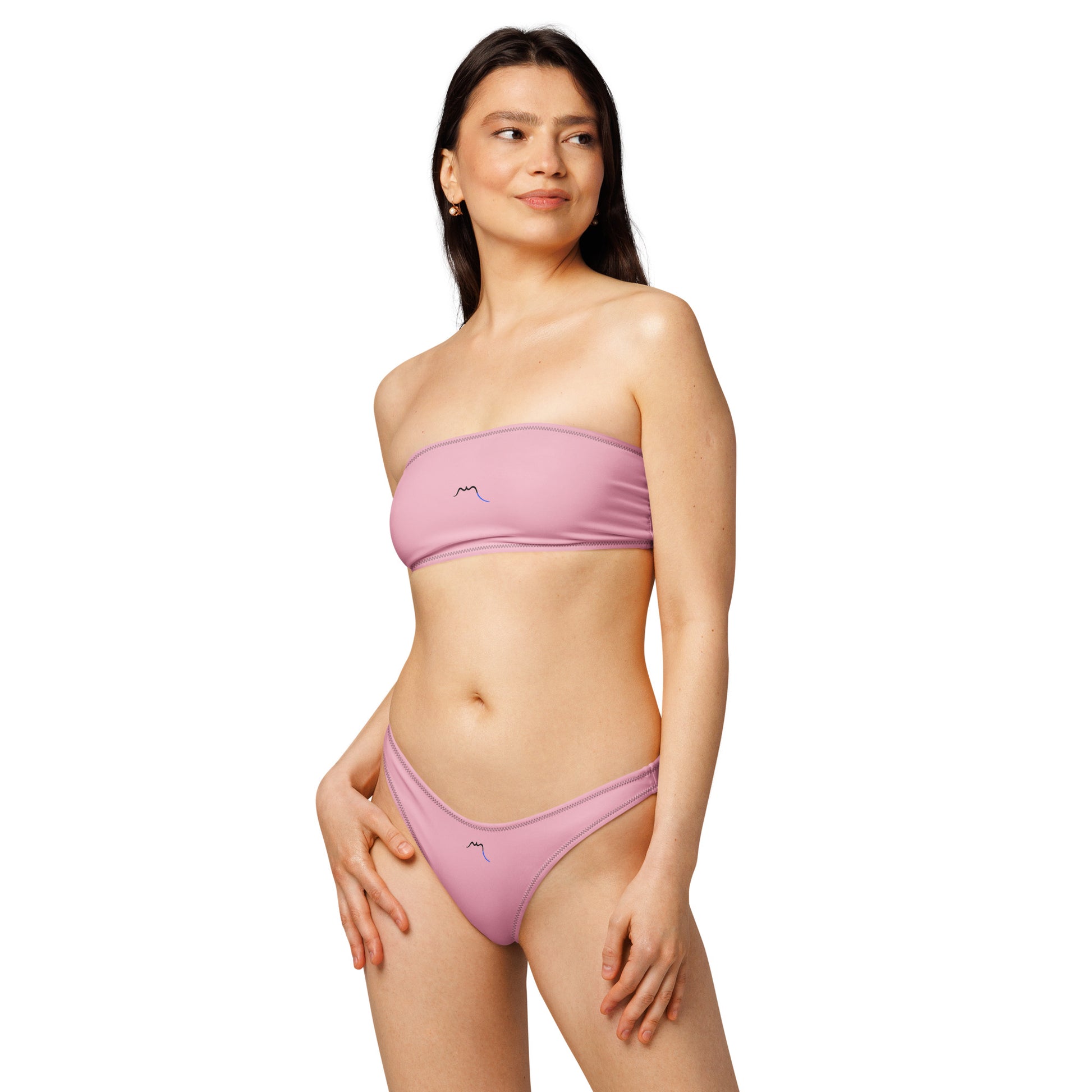 Vue de face du Bikini Bandeau Lekeitio - coloris rose
