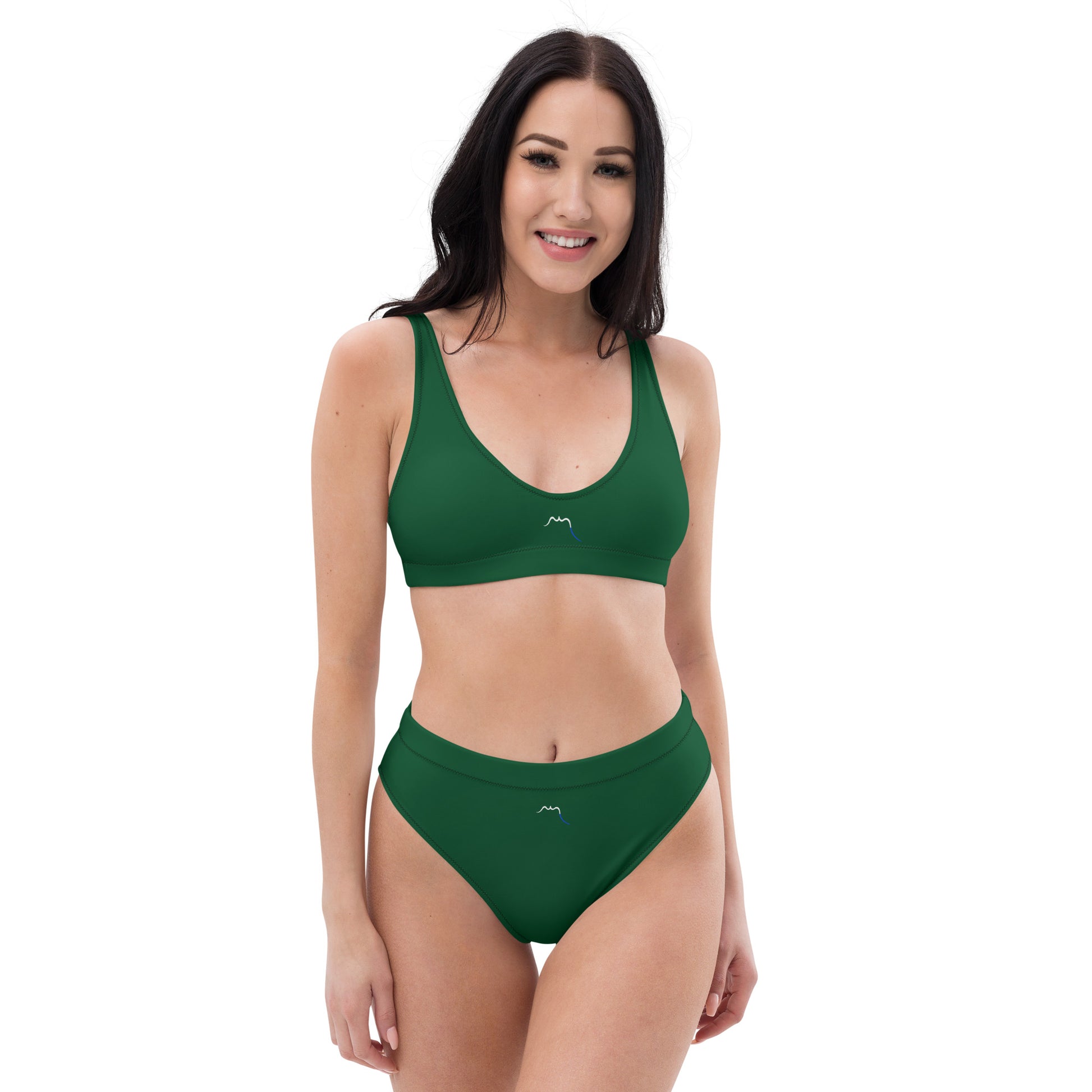 Vue de face du Bikini Uhabia - coloris vert forêt
