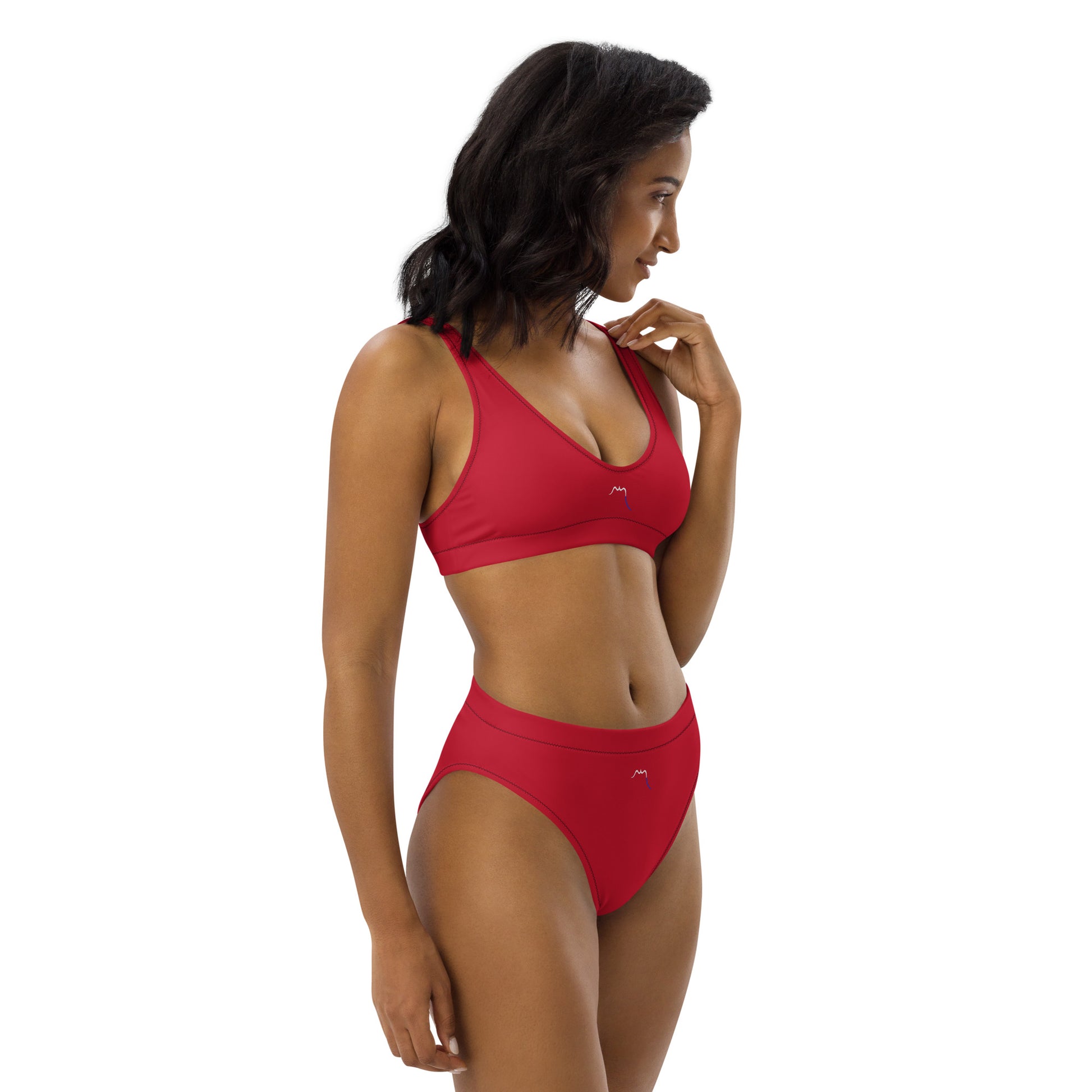 Vue de côté du Bikini Uhabia - coloris rouge foncé