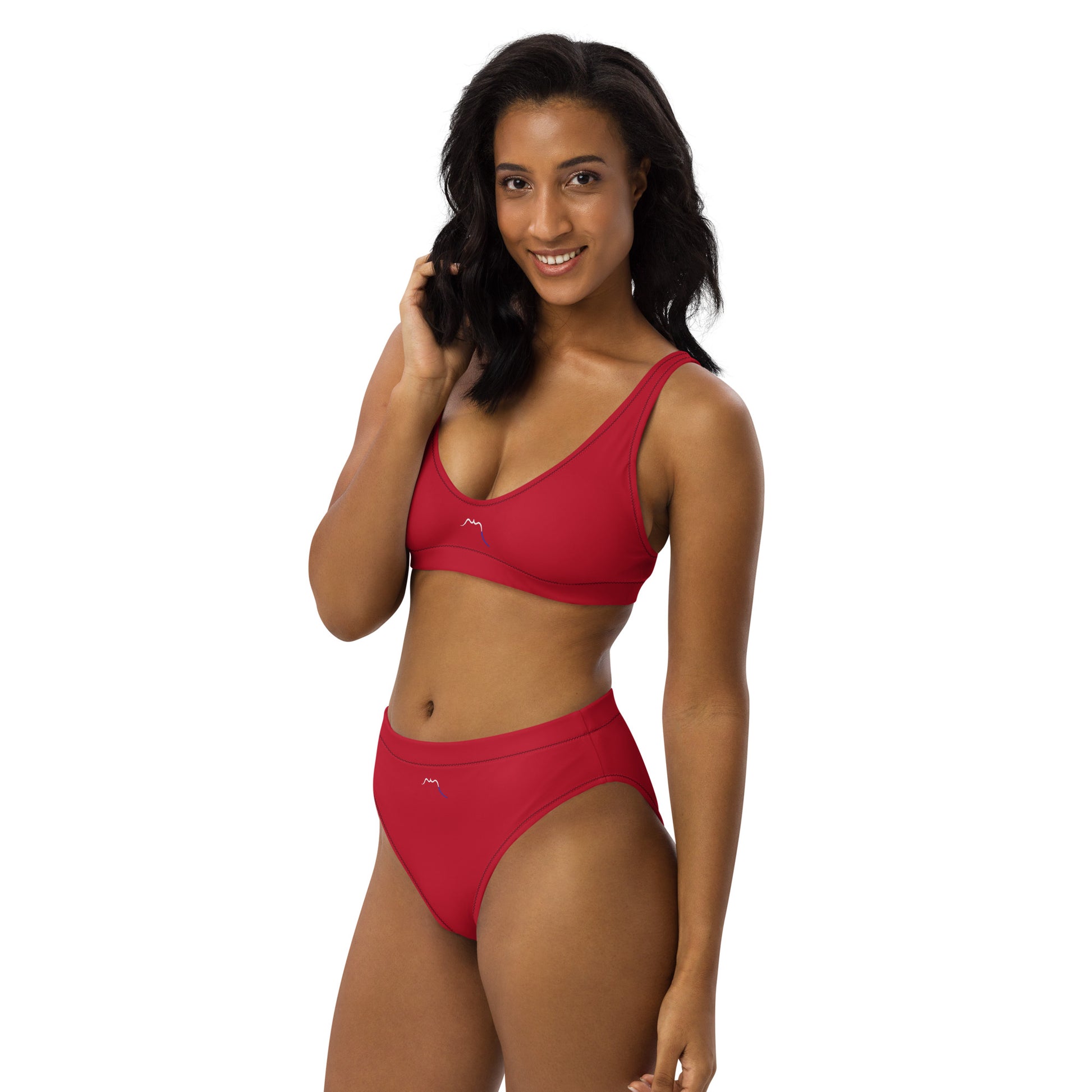 Vue de côté du Bikini Uhabia - coloris rouge foncé