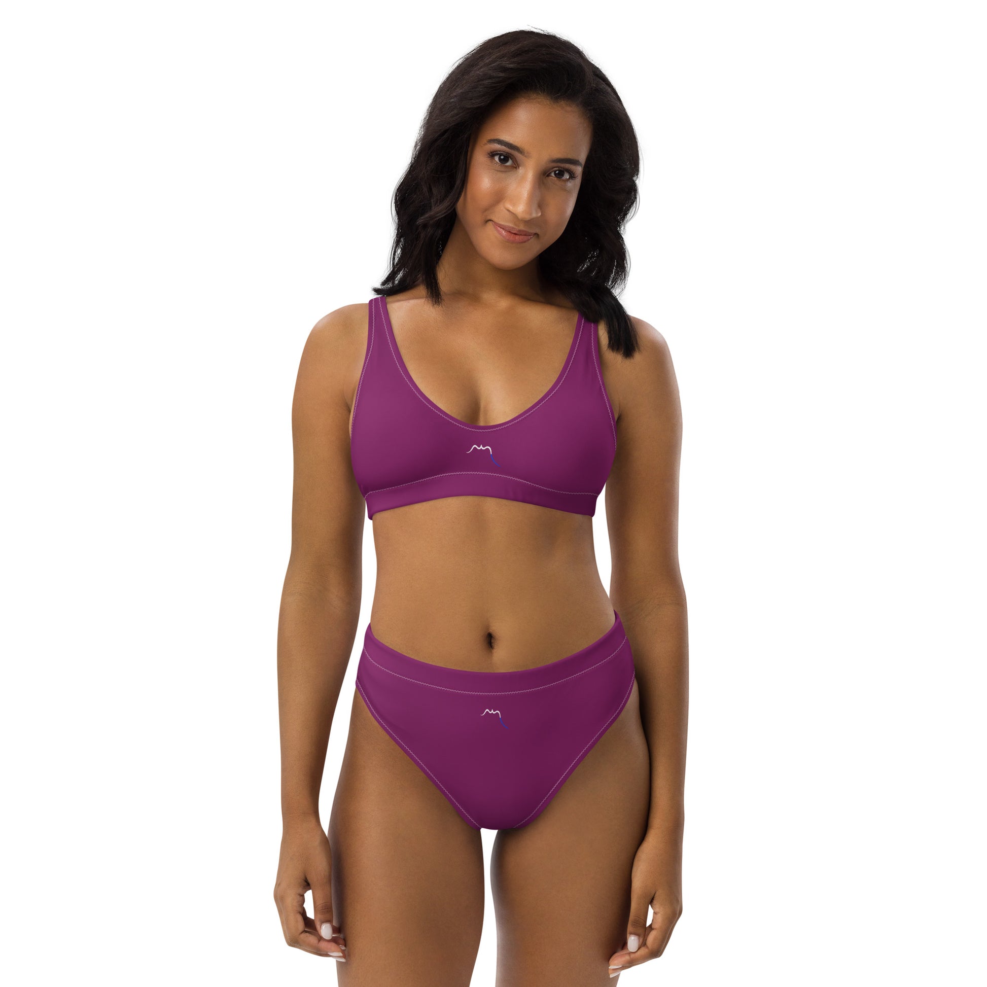Vue de face du Bikini Uhabia - coloris mauve foncé