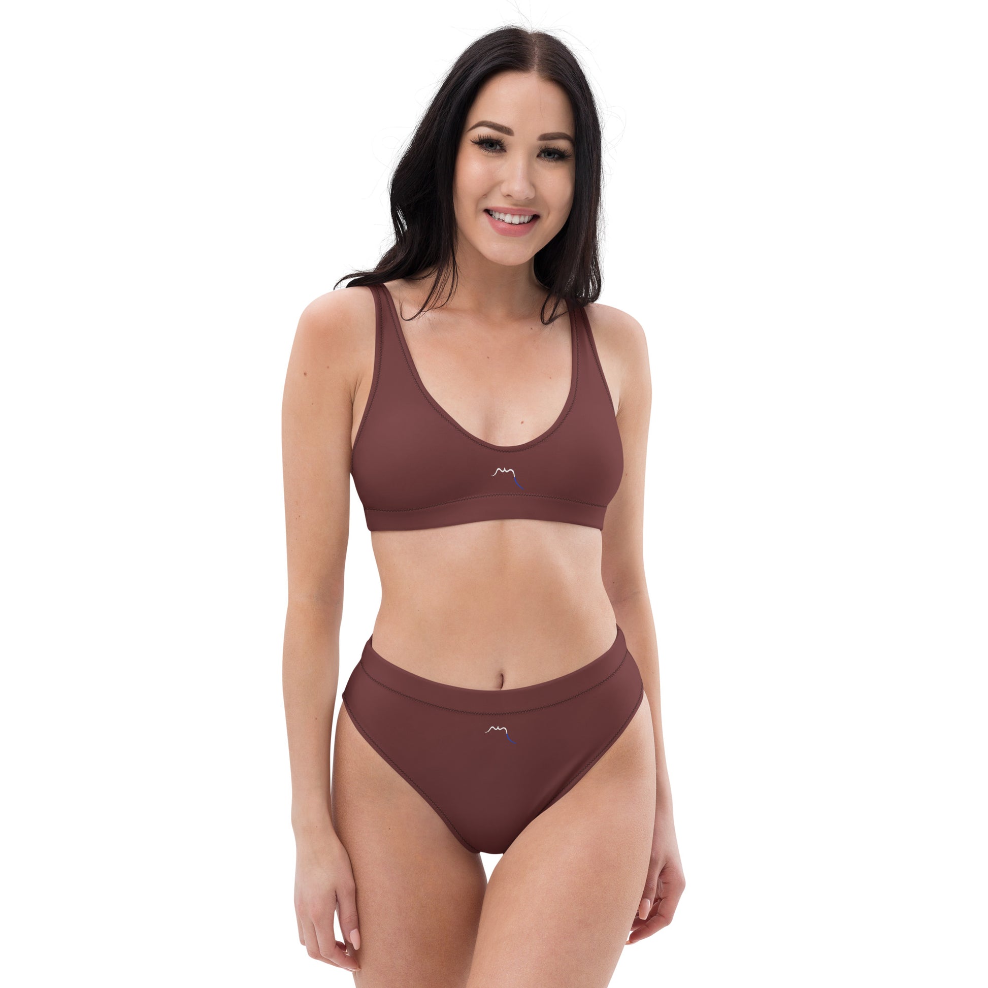 Vue de face du Bikini Uhabia - coloris chocolat