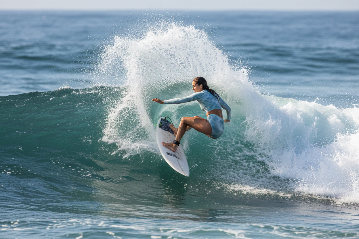 Vue de dos du Bikini de Surf Uhaina - coloris Motif eazu gris clair