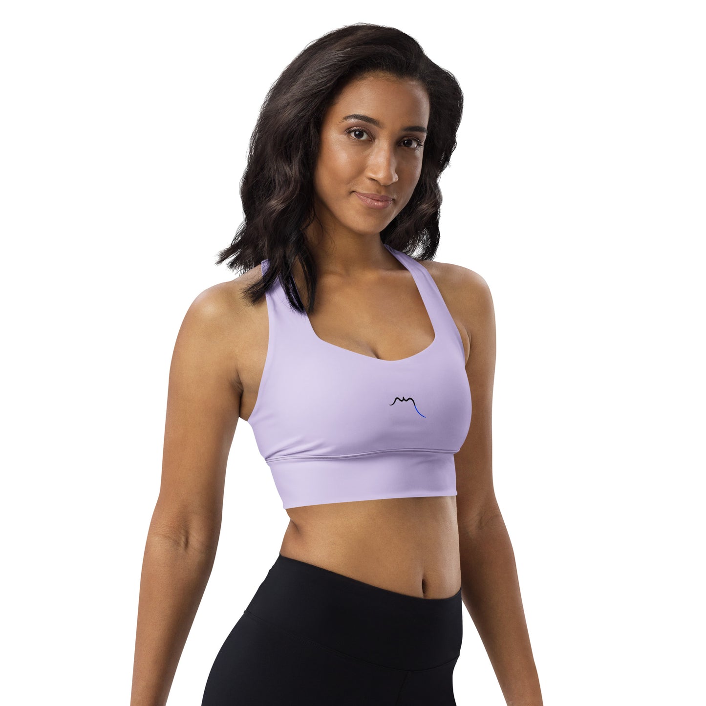 Vue de côté de la brassière de sport recyclée Carlina - coloris mauve clair