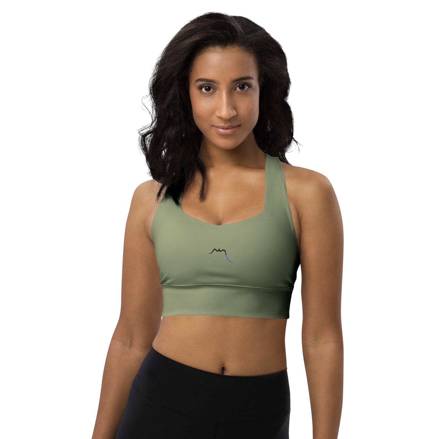 Vue de face de la brassière de sport recyclée Carlina - coloris kaki