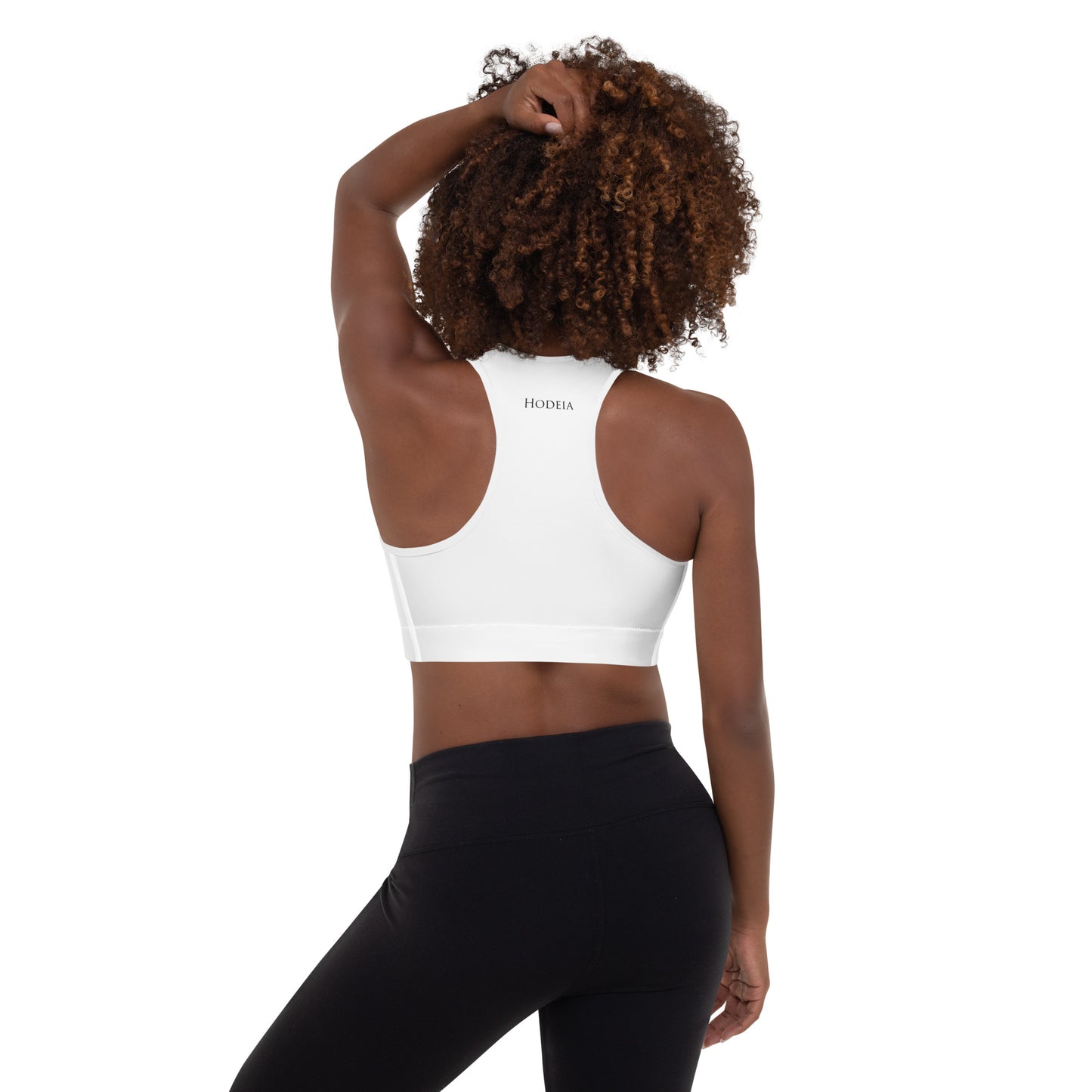 Vue de dos de la brassière de sport rembourrée Alicia - coloris blanc