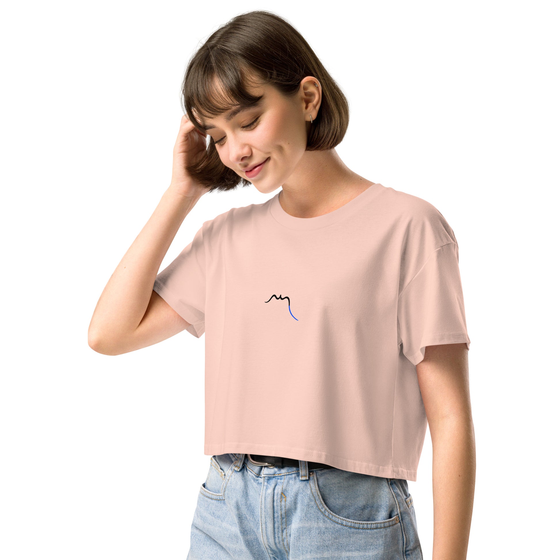 Vue de côté du Crop-Top Coton Puppy - coloris pale pink