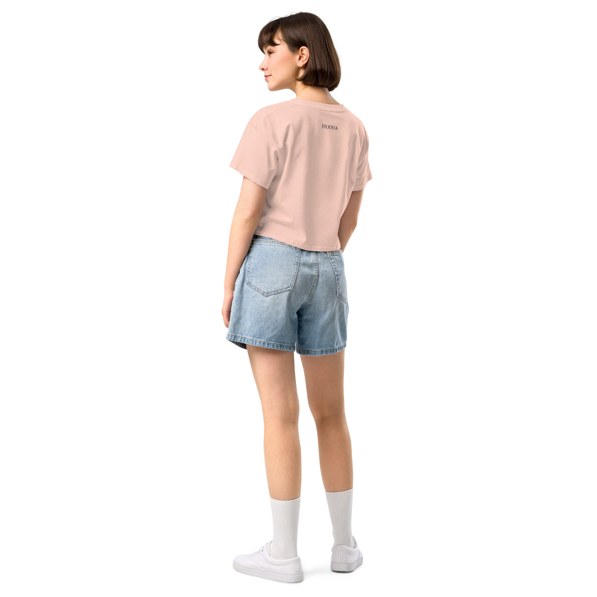 Vue de dos du Crop-Top Coton Puppy - coloris pale pink