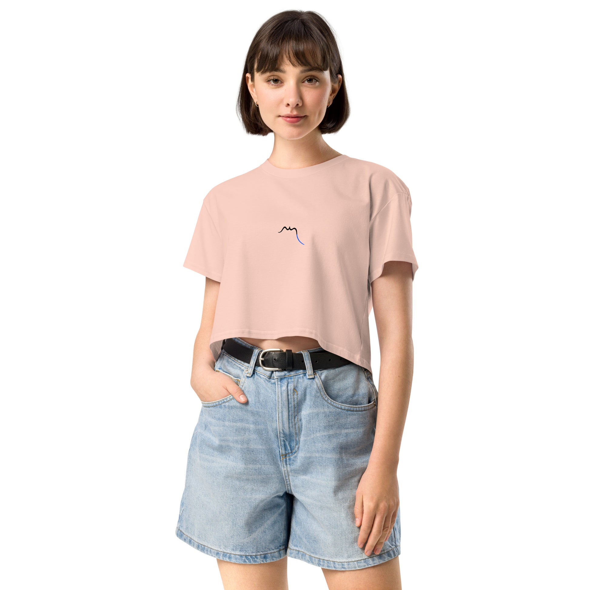 Vue de face du Crop-Top Coton Puppy - coloris pale pink