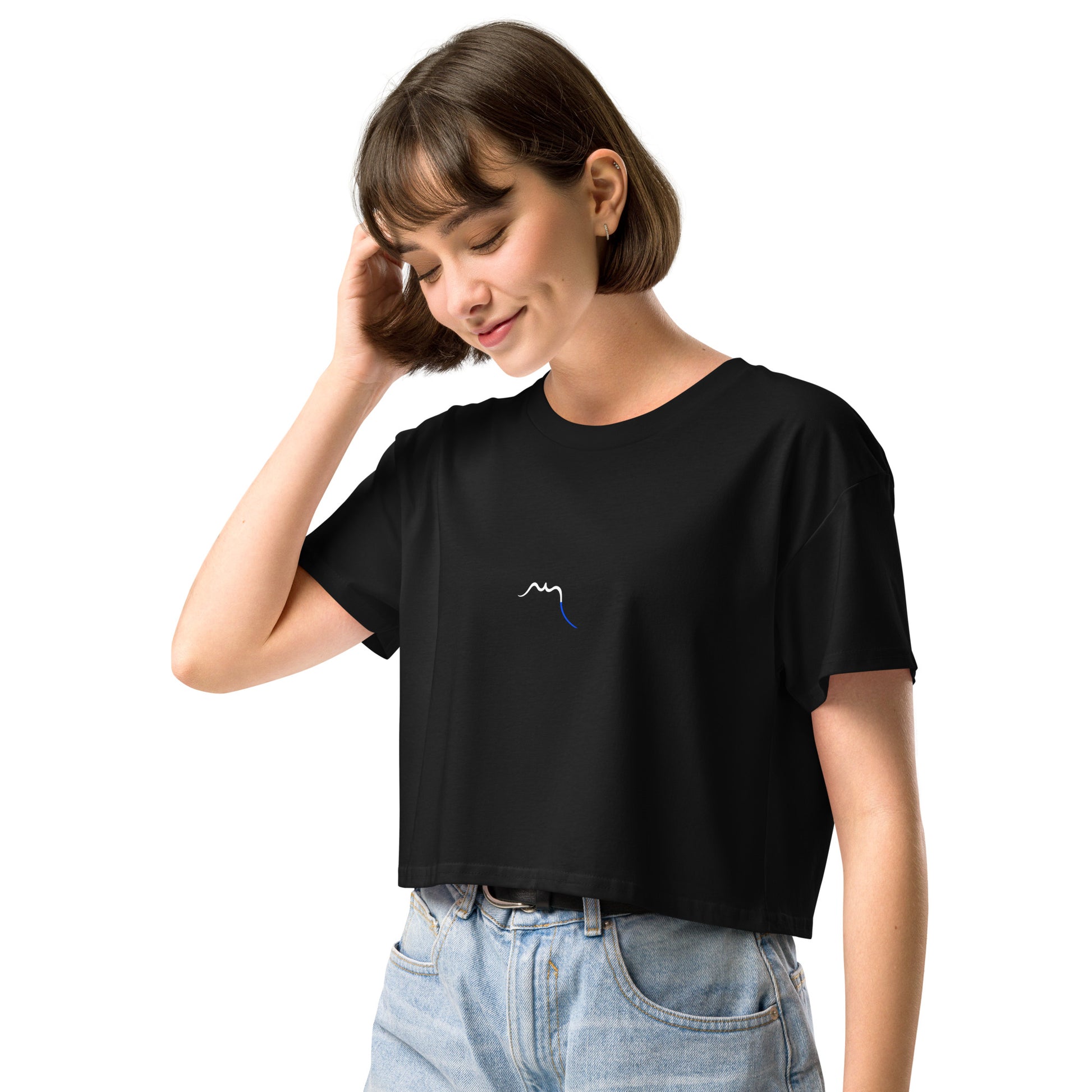 Vue de côté du Crop-Top Coton Puppy - coloris noir