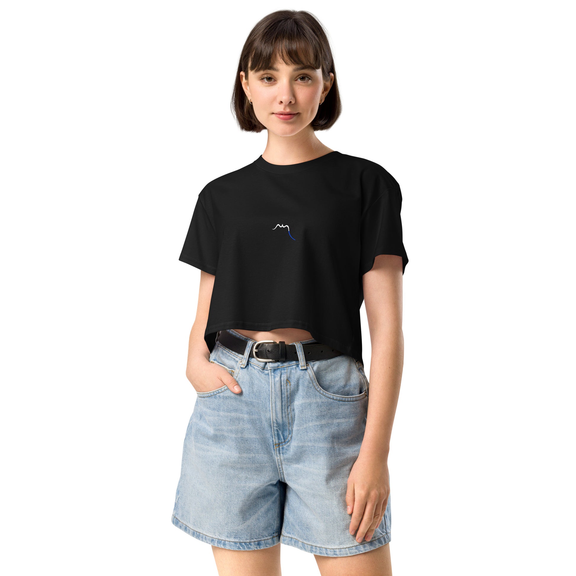 Vue de face du Crop-Top Coton Puppy - coloris noir