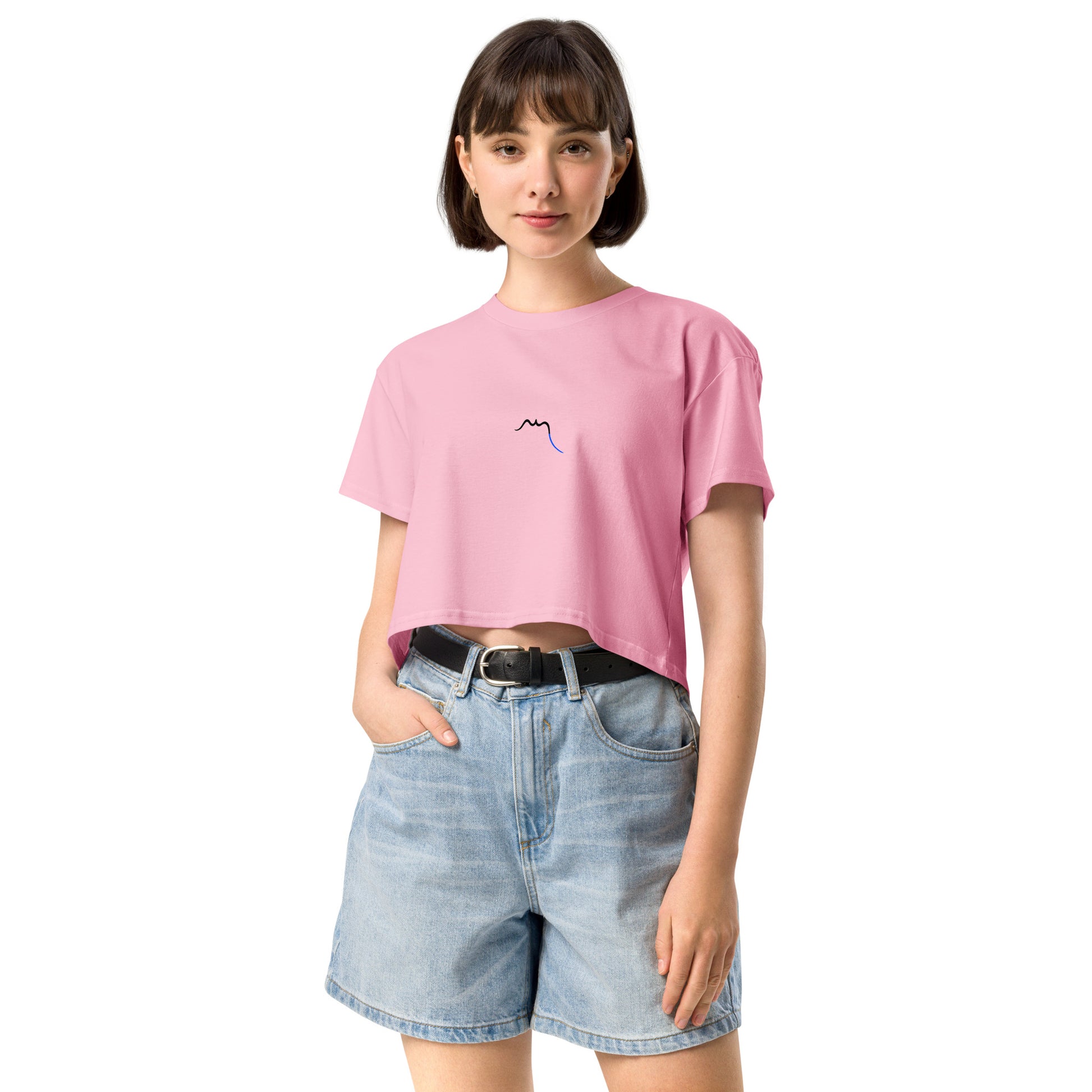 Vue de face du Crop-Top Coton Puppy - coloris bubblegum
