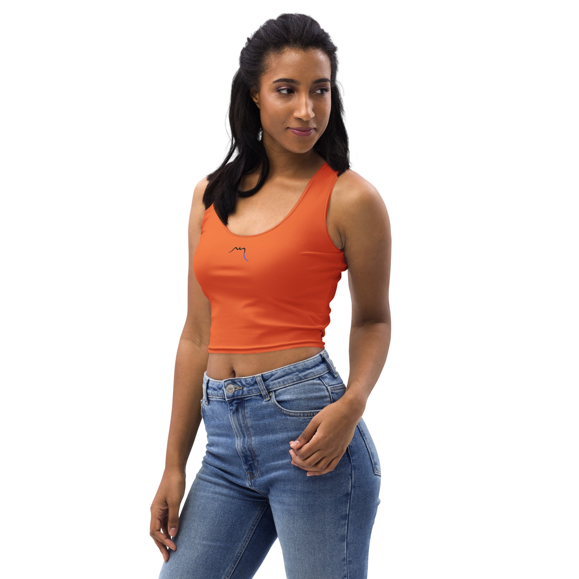 Vue de côté du Crop-Top Yesa - coloris orange