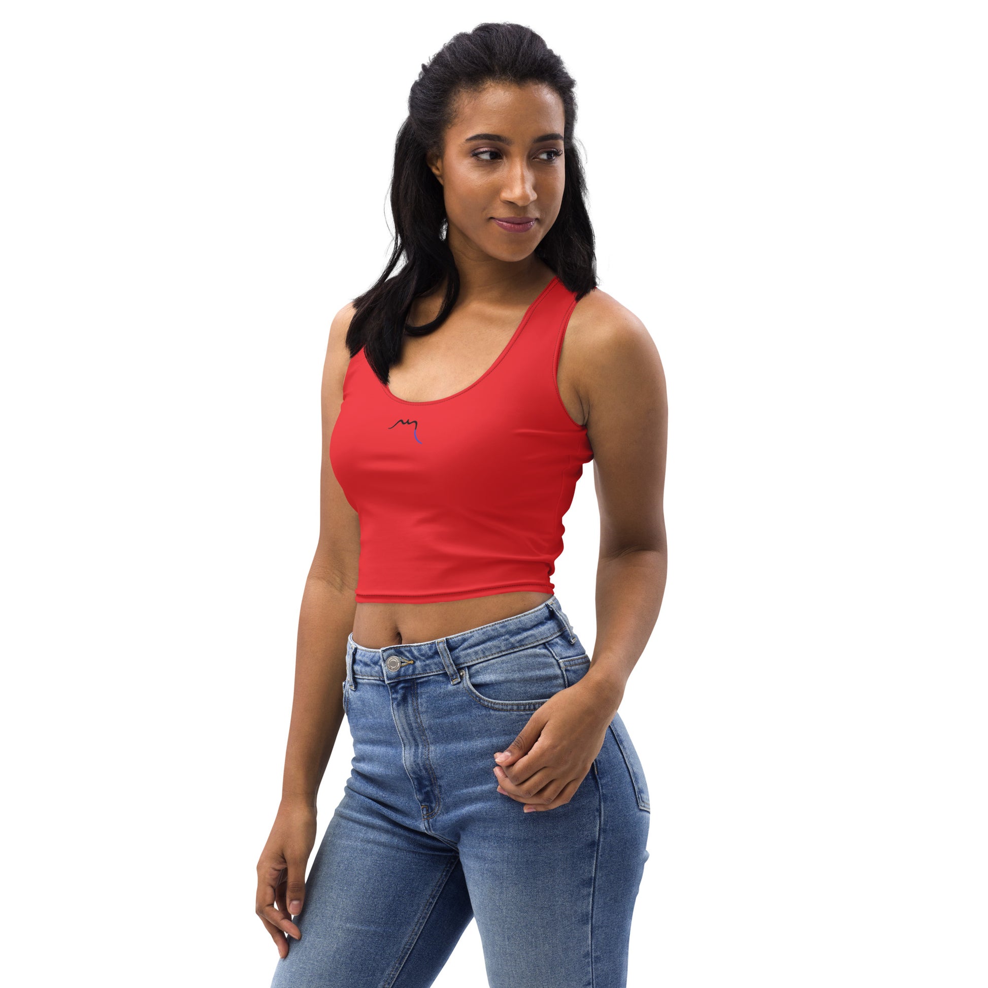 Vue de côté du Crop-Top Yesa - coloris rouge
