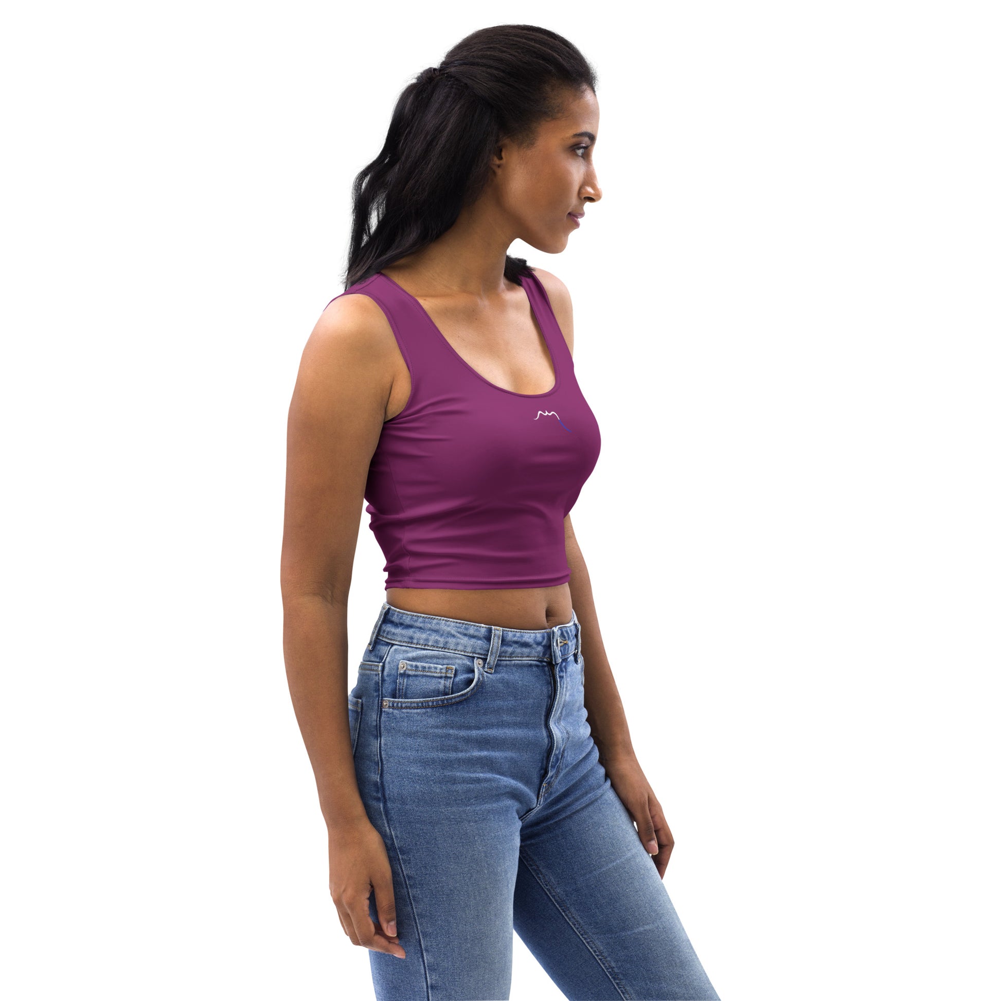 Vue de côté du Crop-Top Yesa - coloris mauve foncé