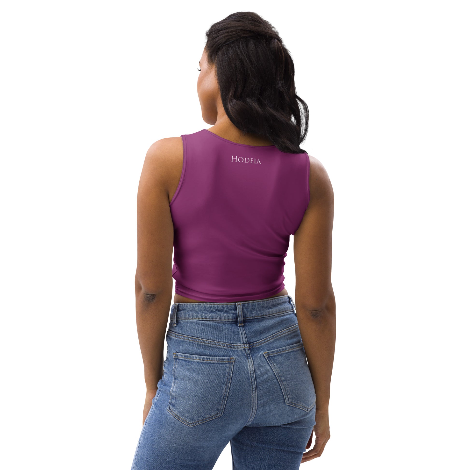 Vue de dos du Crop-Top Yesa - coloris mauve foncé