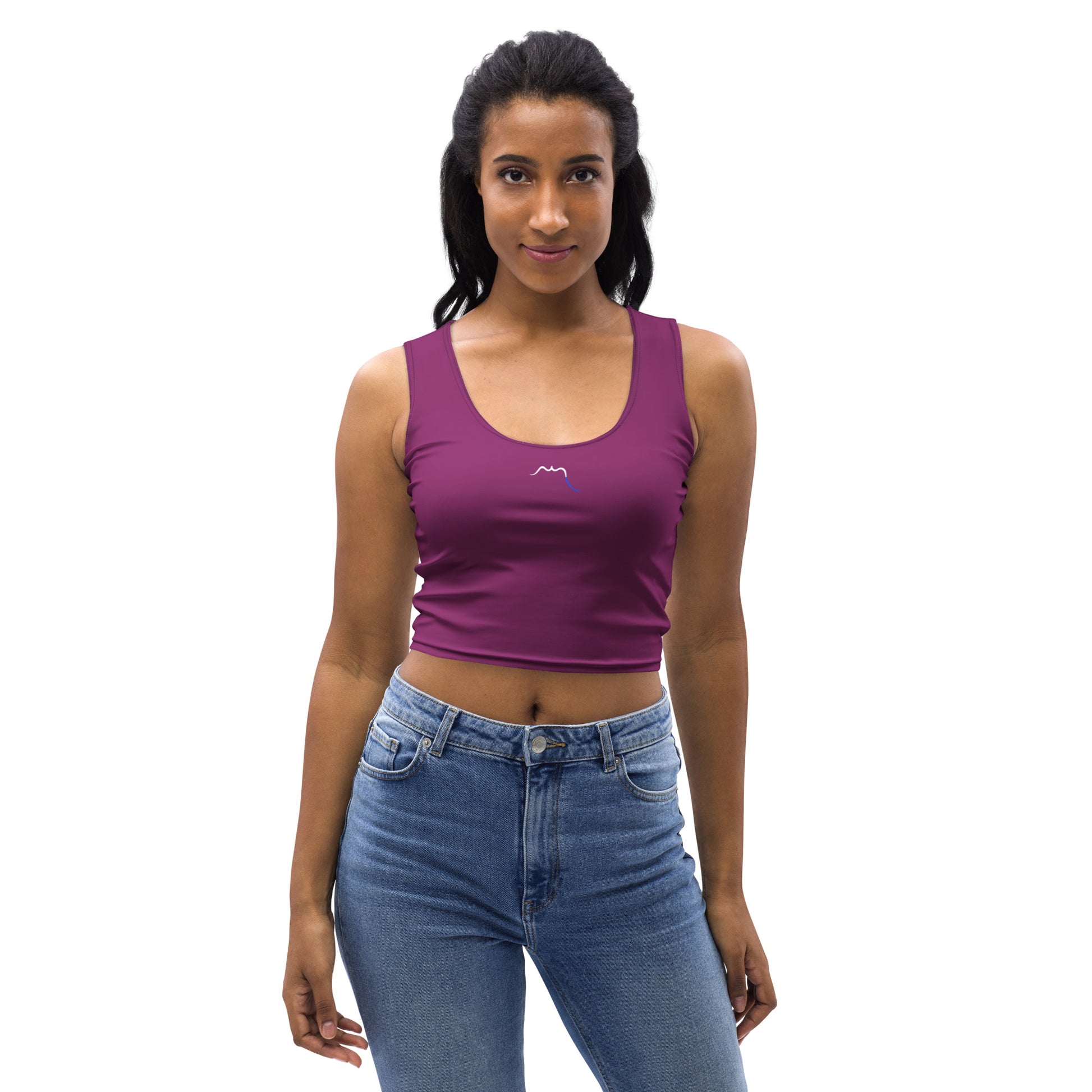 Vue de face du Crop-Top Yesa - coloris mauve foncé