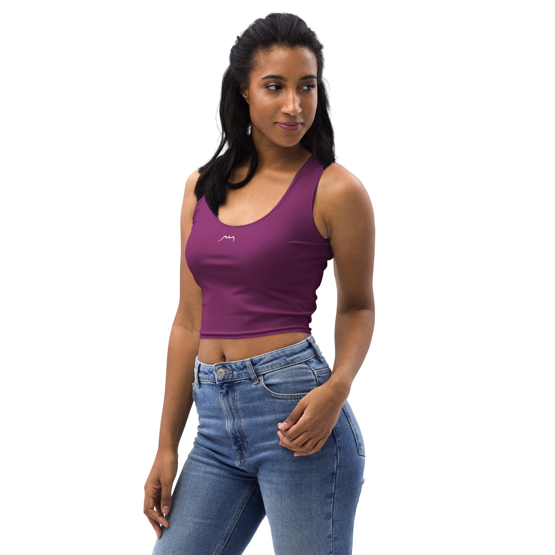 Vue de côté du Crop-Top Yesa - coloris mauve foncé