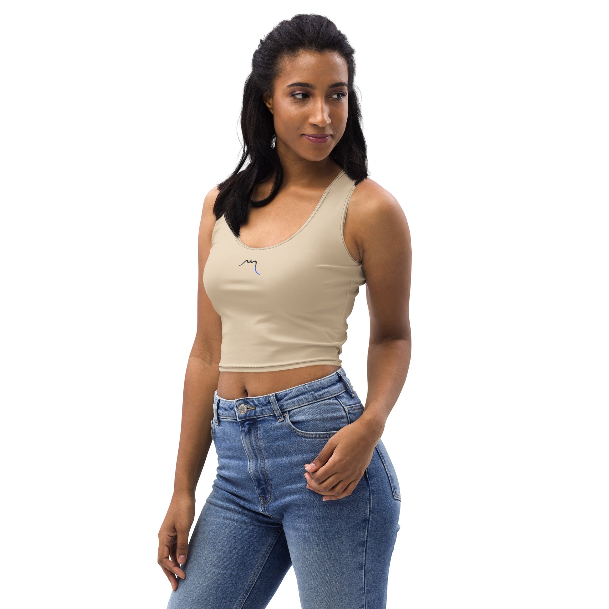 Vue de côté du Crop-Top Yesa - coloris beige