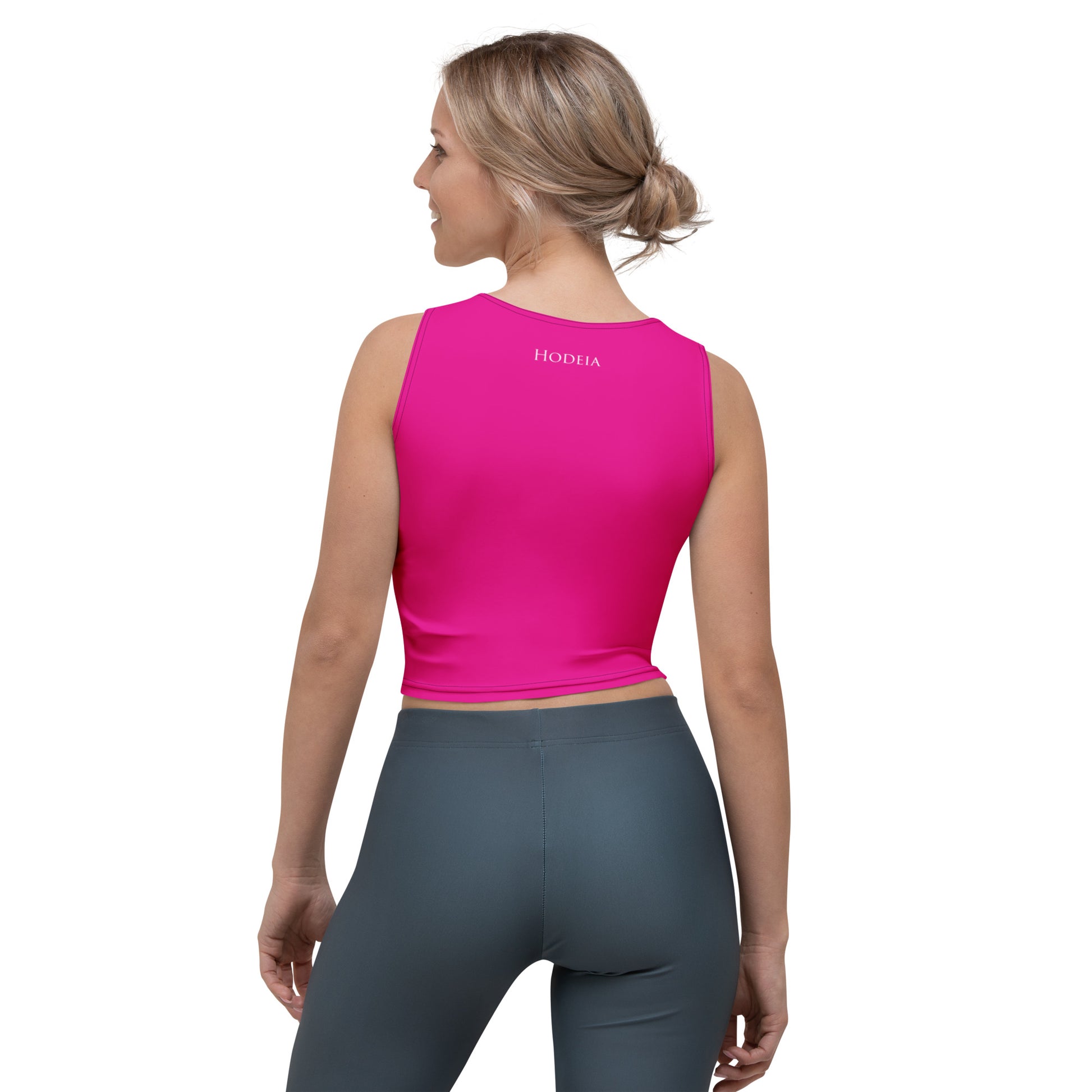 Vue de dos du Crop-Top Yesa - coloris fuchsia