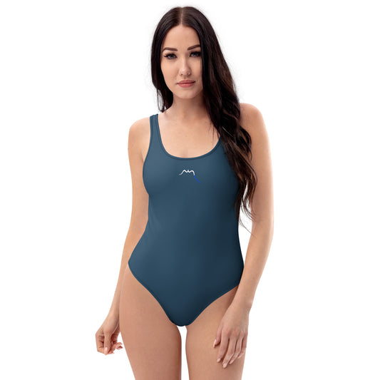Vue de face du Monokini Milady - coloris bleu gris