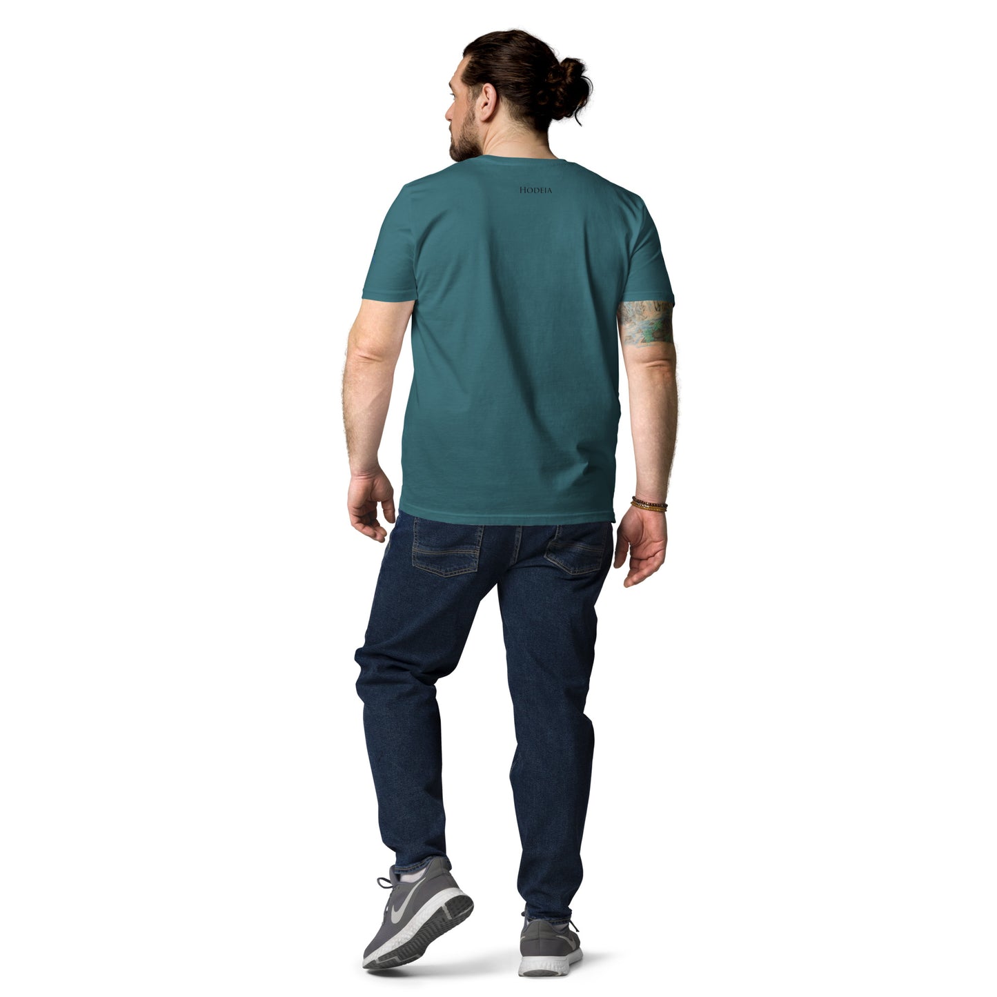Vue de dos du T-shirt 100% Coton Bio Bardenas - coloris bleu vert