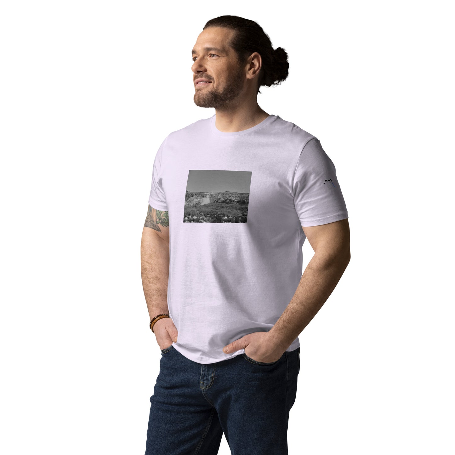 Vue de face du T-shirt 100% Coton Bio Bardenas B/W - coloris orchidée