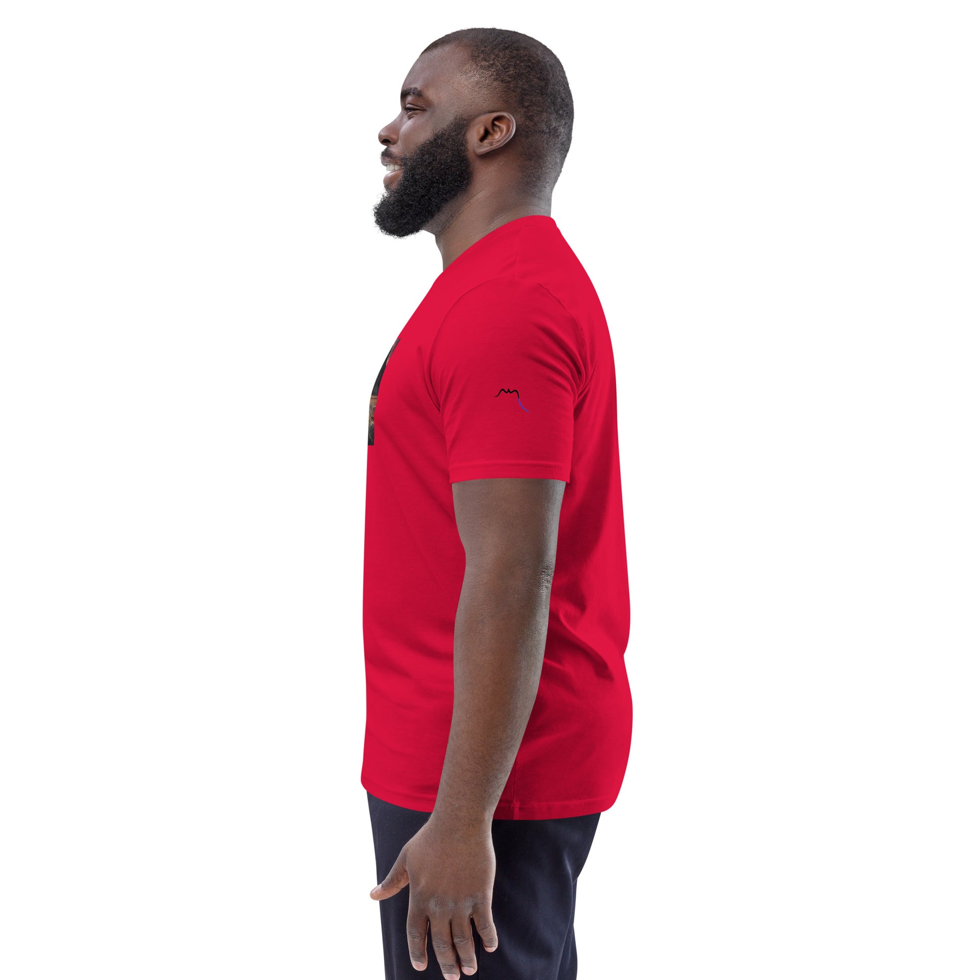 Vue de côté du T-shirt 100% Coton Bio Falaise - coloris rouge
