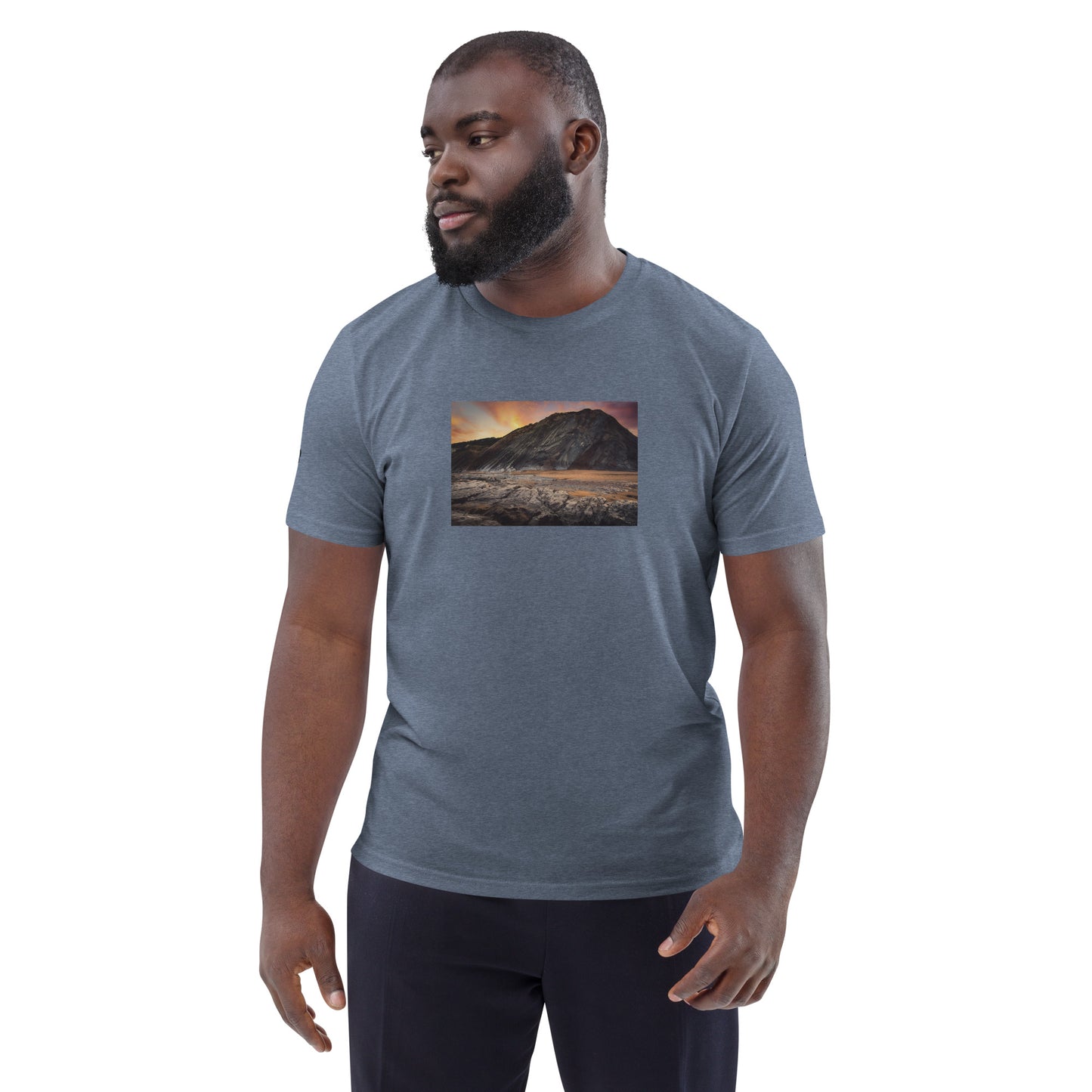 Vue de face du T-shirt 100% Coton Bio Falaise - coloris bleu gris chiné