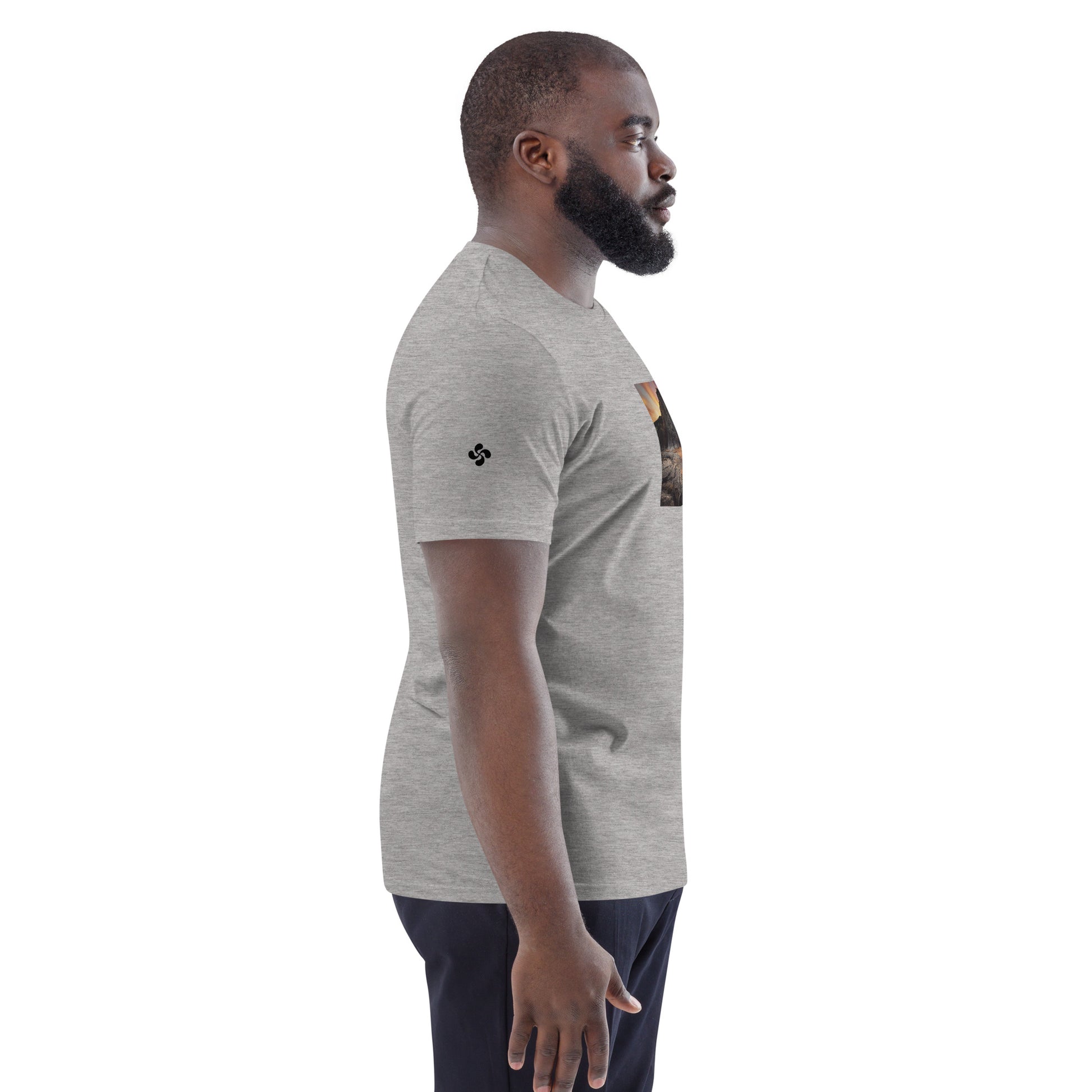 Vue de côté du T-shirt 100% Coton Bio Falaise - coloris gris chiné