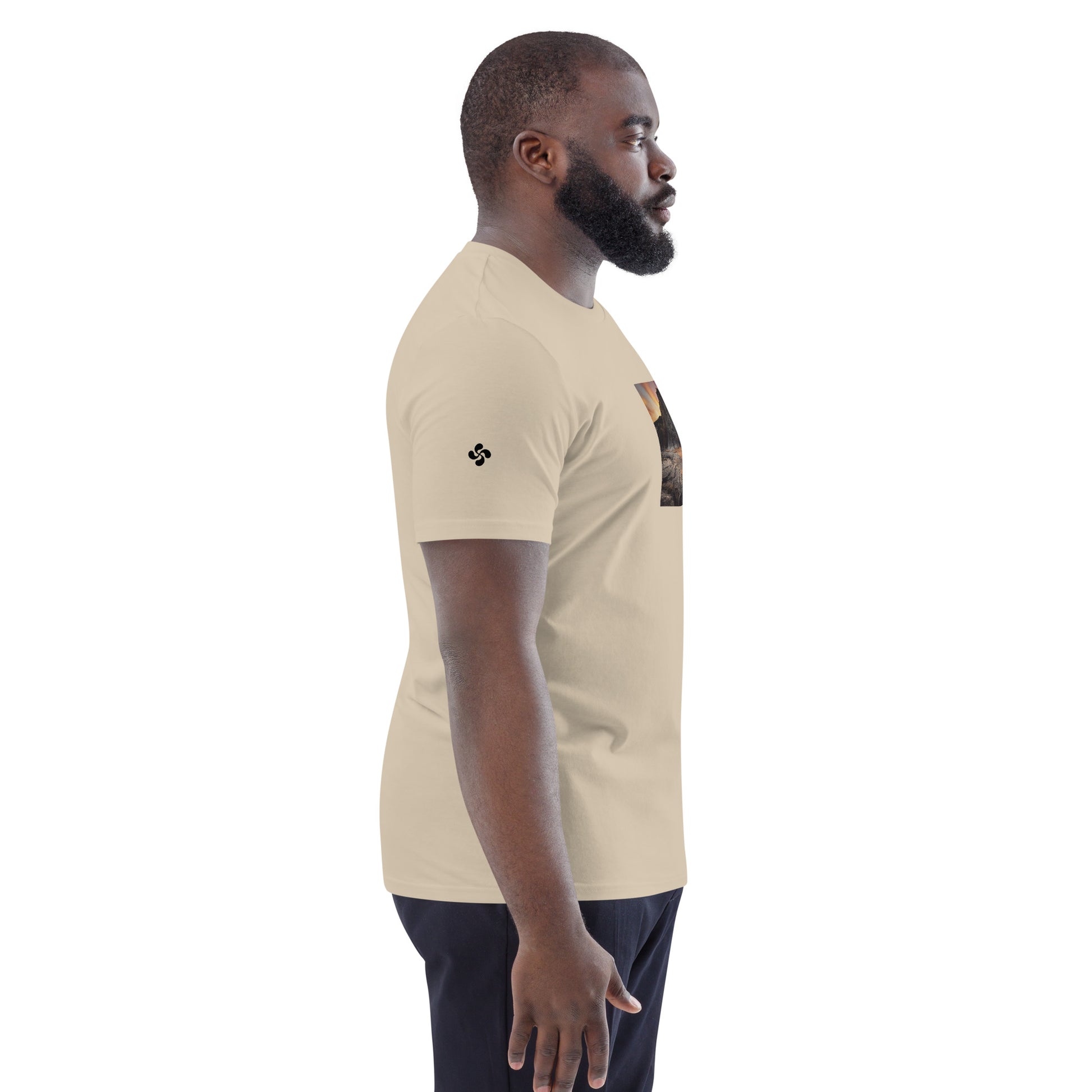 Vue de côté du T-shirt 100% Coton Bio Falaise - coloris beige clair