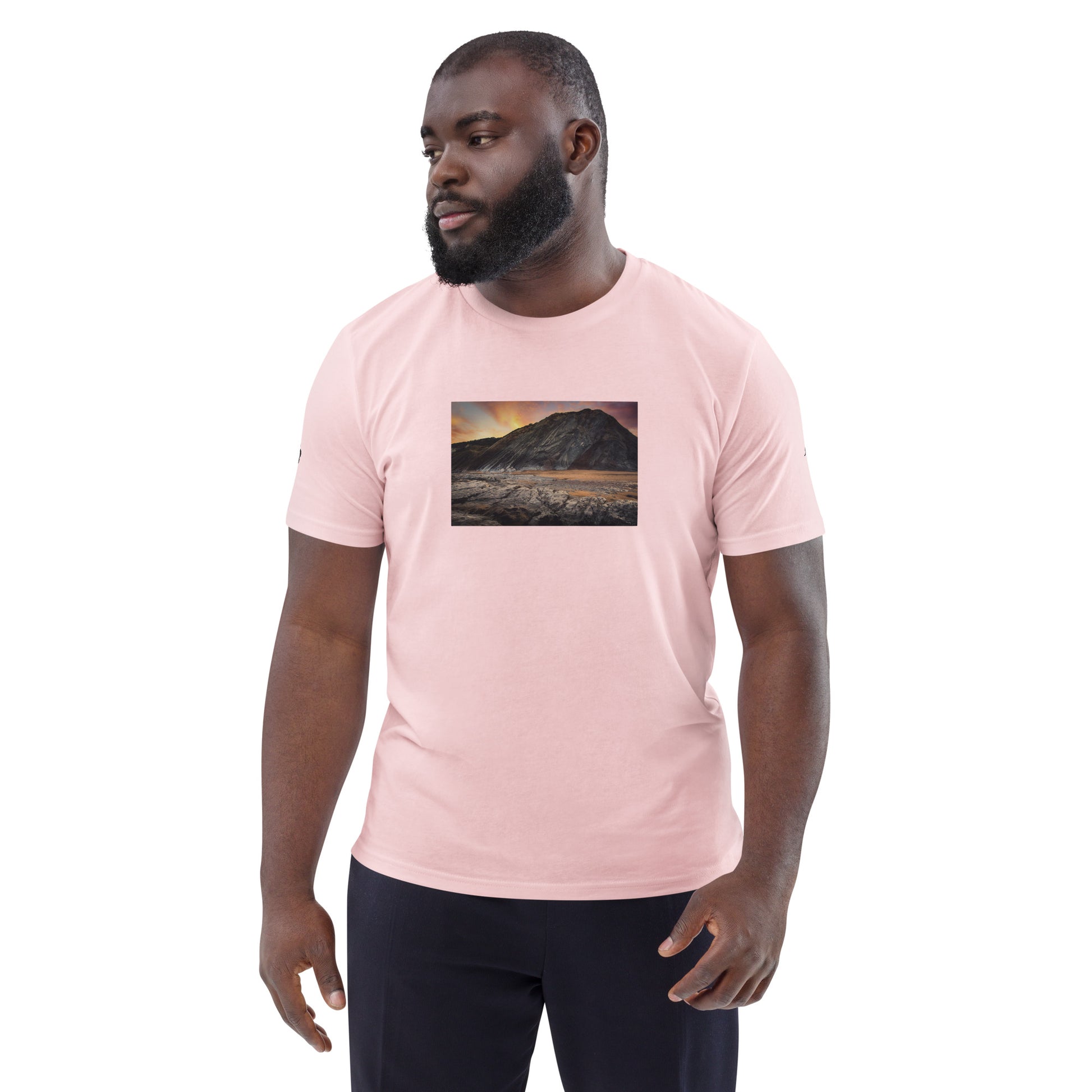 Vue de face du T-shirt 100% Coton Bio Falaise - coloris  rose pâle