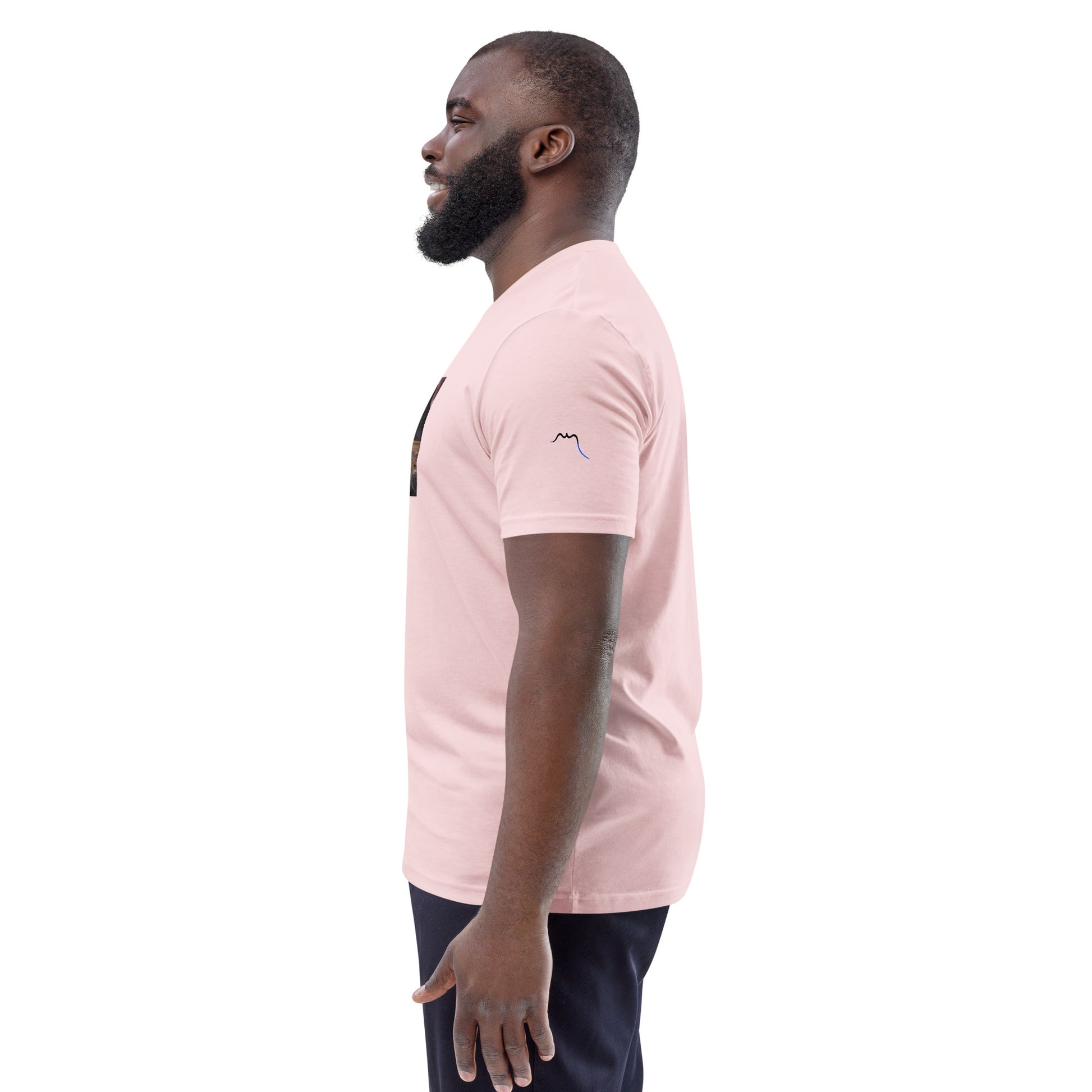 Vue de côté du T-shirt 100% Coton Bio Falaise - coloris rose pâle