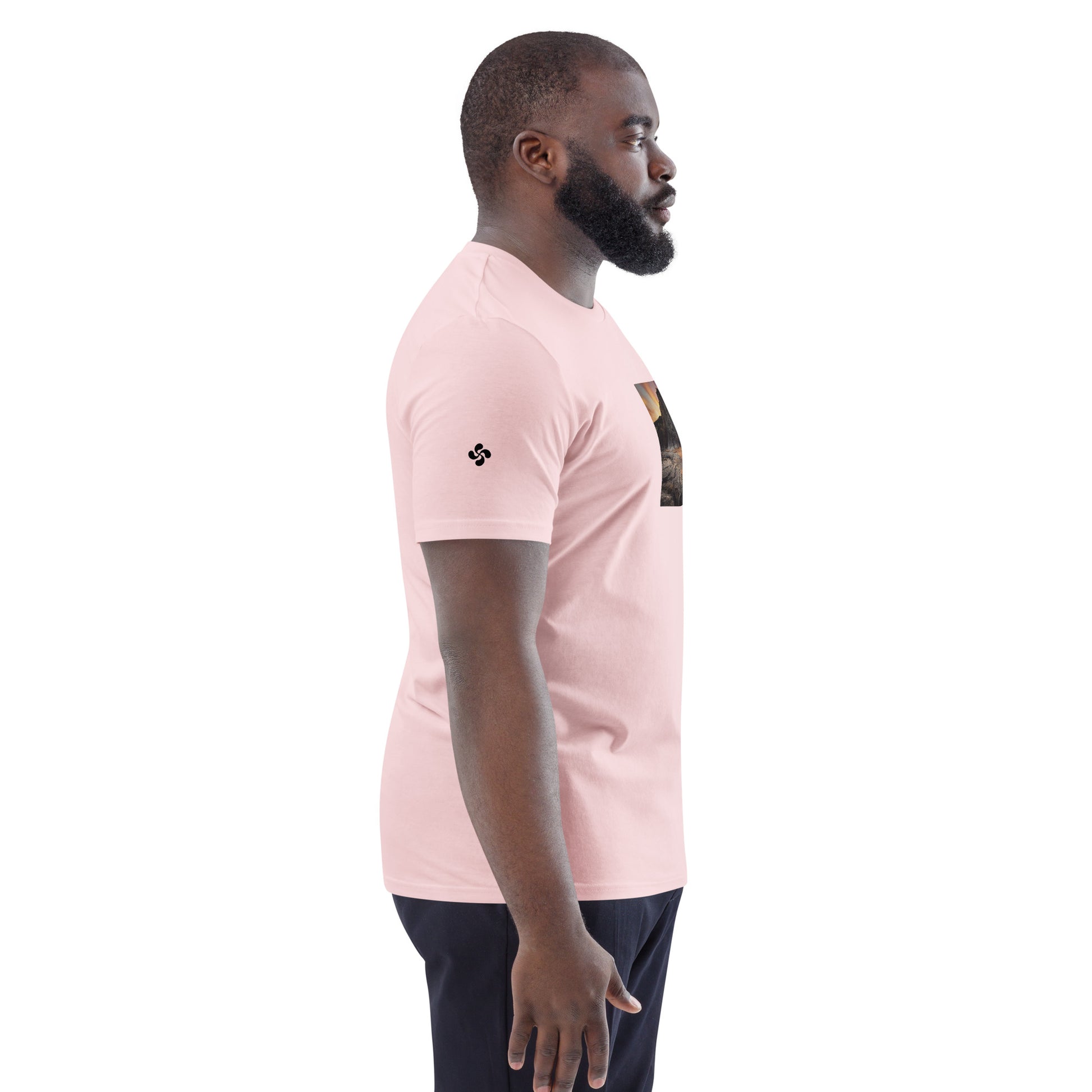 Vue de côté du T-shirt 100% Coton Bio Falaise - coloris rose pâle
