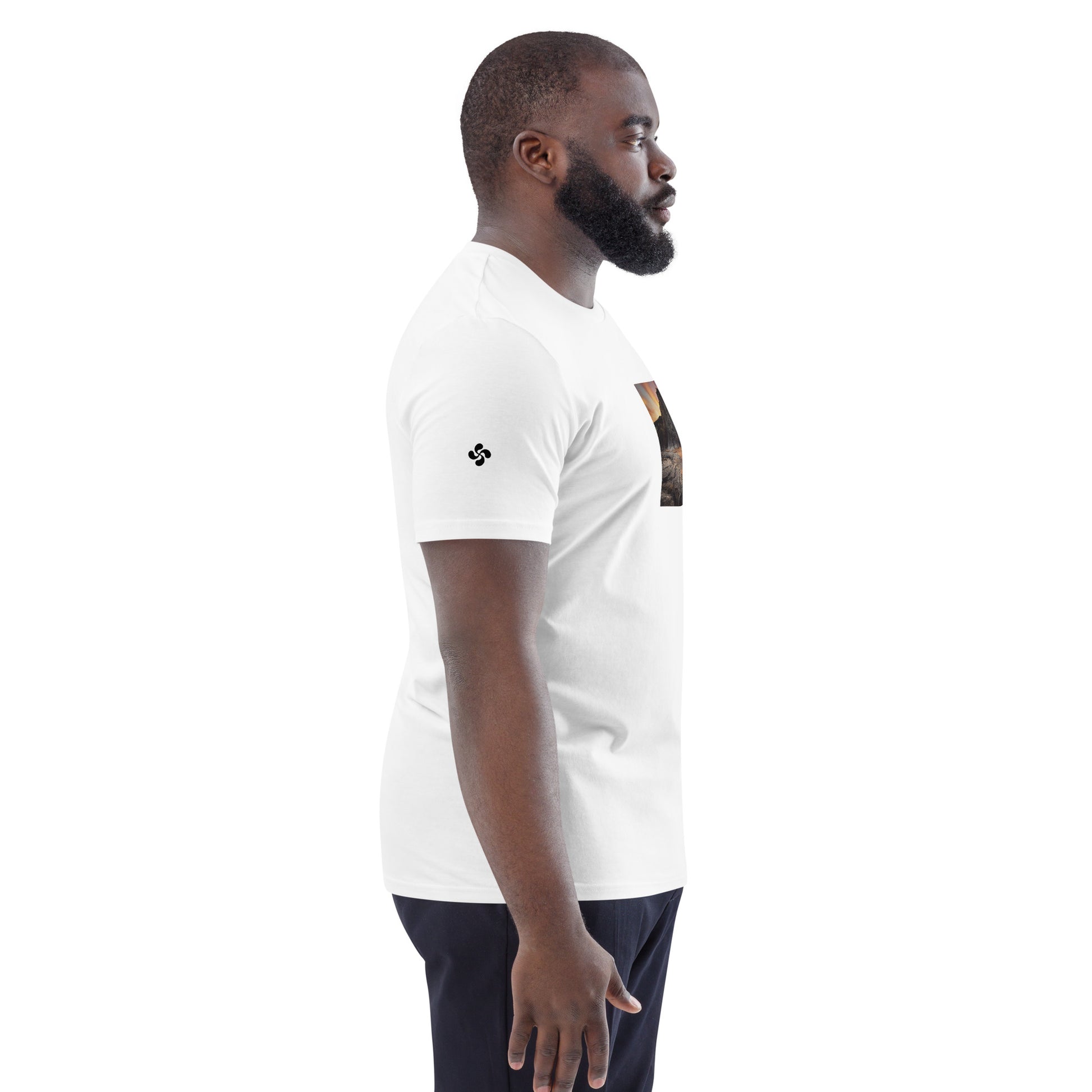 Vue de côté du T-shirt 100% Coton Bio Falaise - coloris blanc