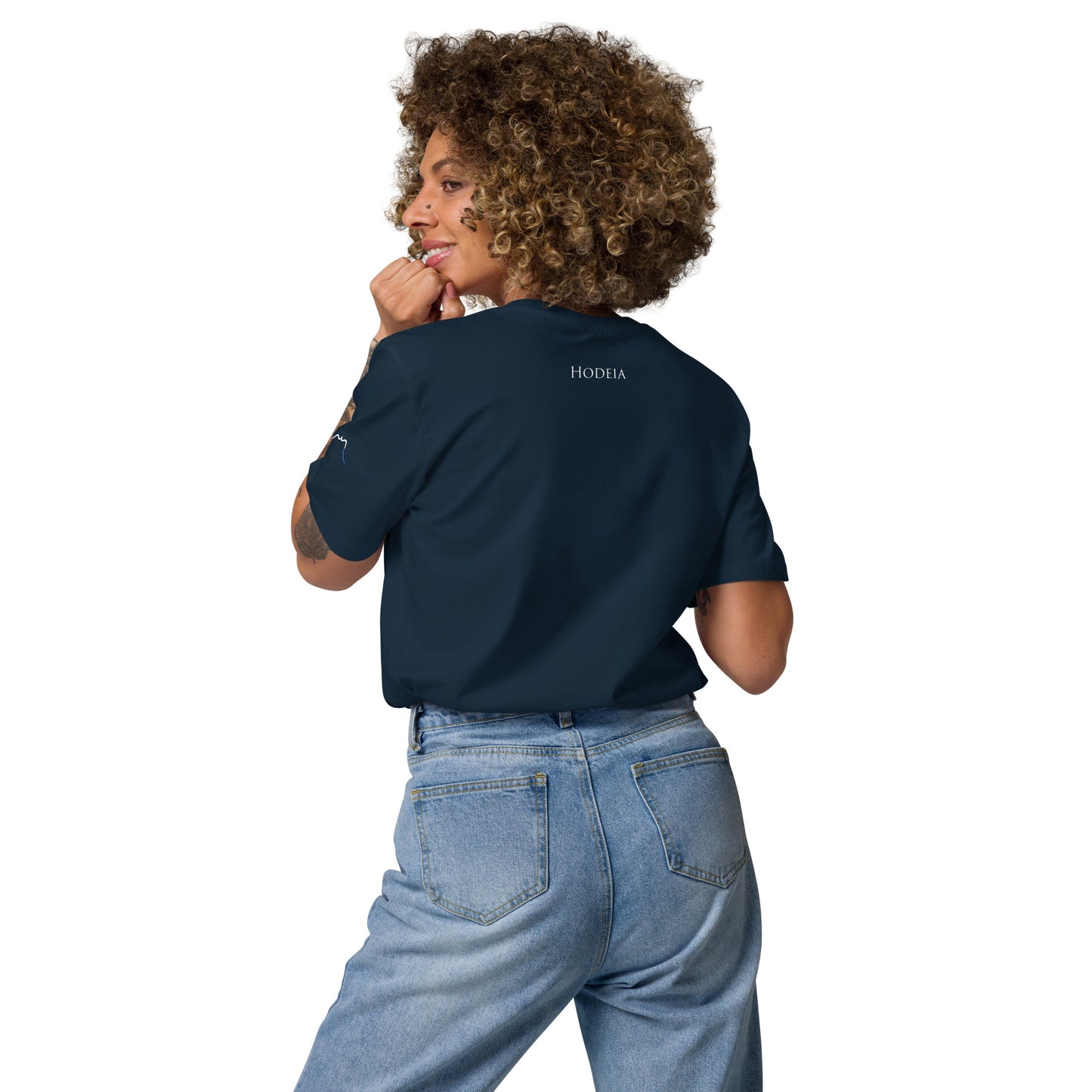 Vue de dos du T-shirt 100% Coton Bio Falaise - coloris bleu marine
