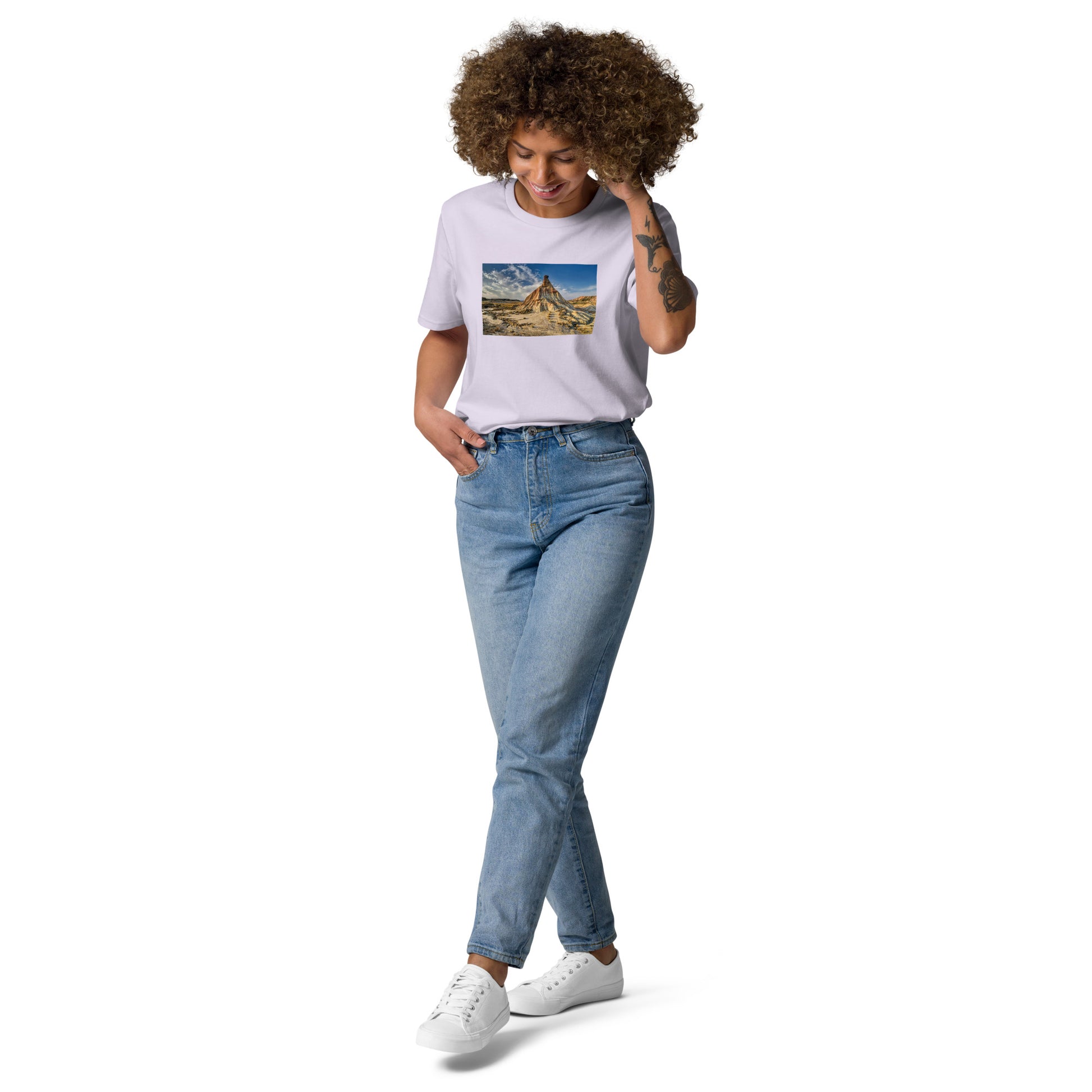 Vue de face du t-shirt 100% coton biologique CDT - coloris orchidée