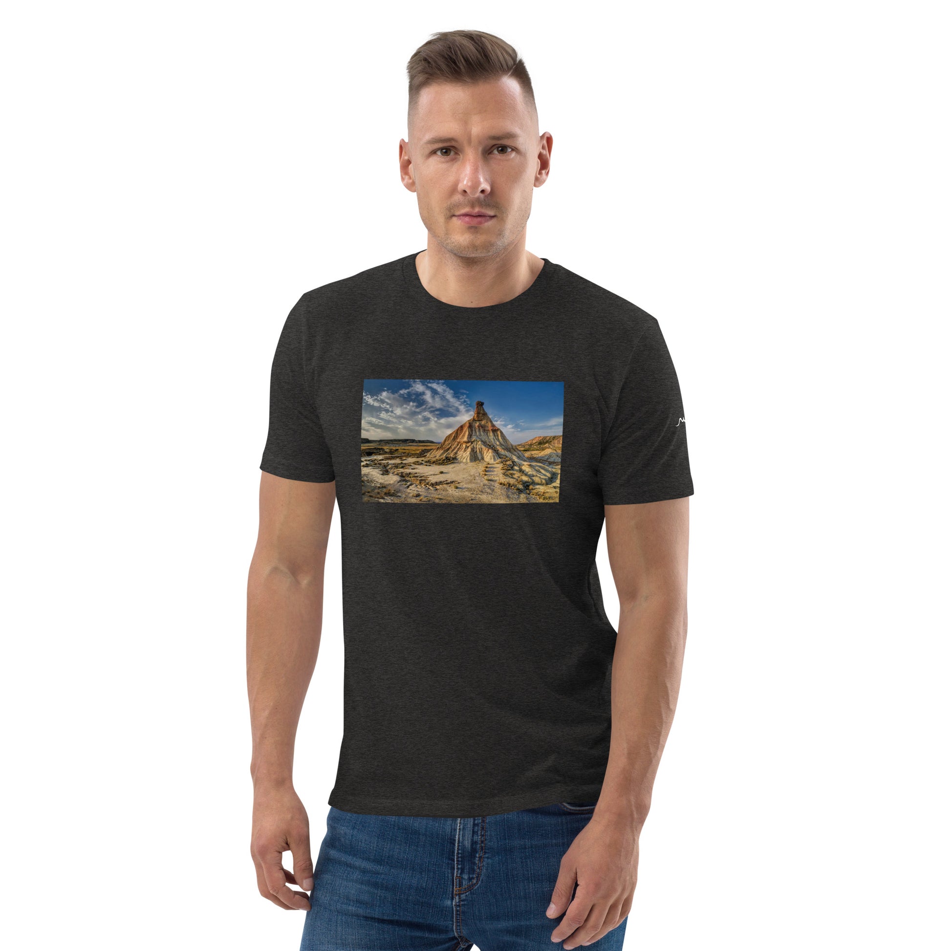 Vue de face du t-shirt 100% coton biologique CDT - coloris gris foncé chiné