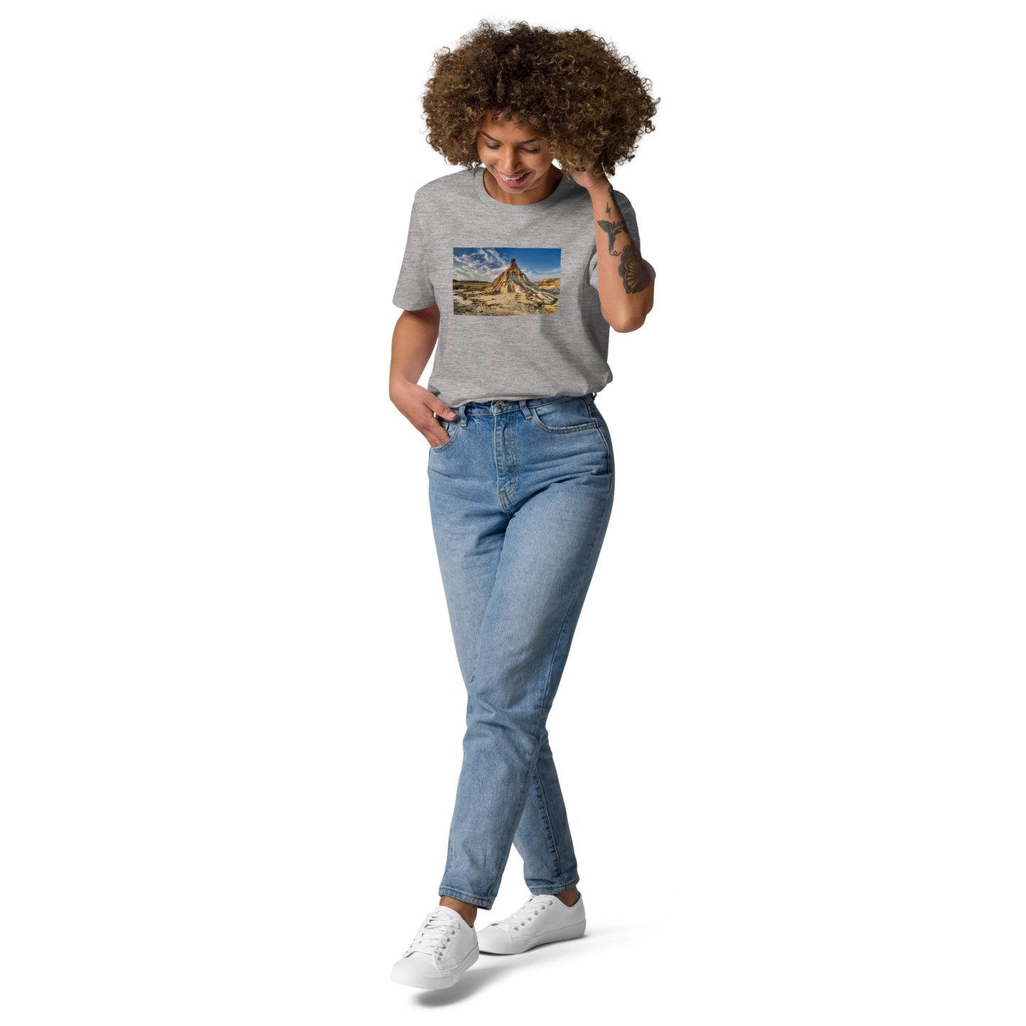Vue de face du t-shirt 100% coton biologique CDT - coloris gris chiné