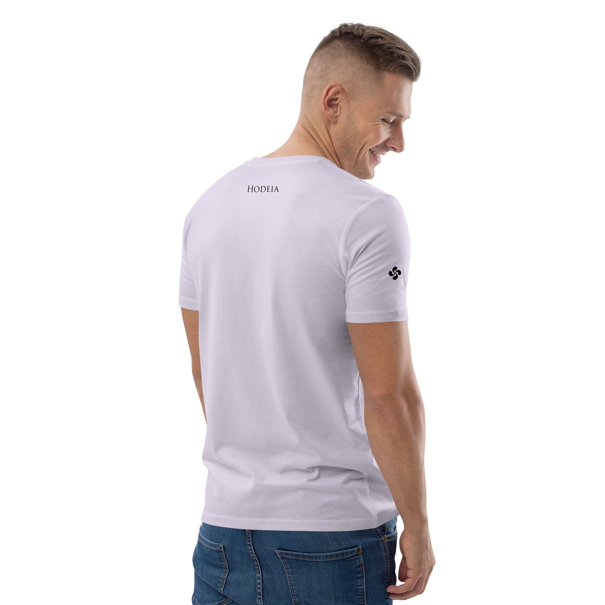 Vue de côté du t-shirt 100% coton biologique CDT Sunset - coloris orchidée