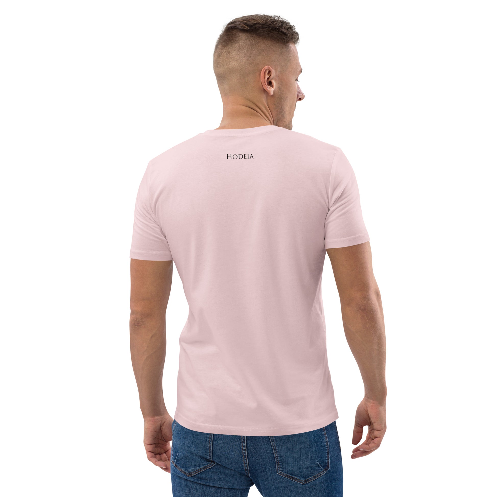 Vue de dos du t-shirt 100% coton biologique Ikurriña - coloris rose pâle