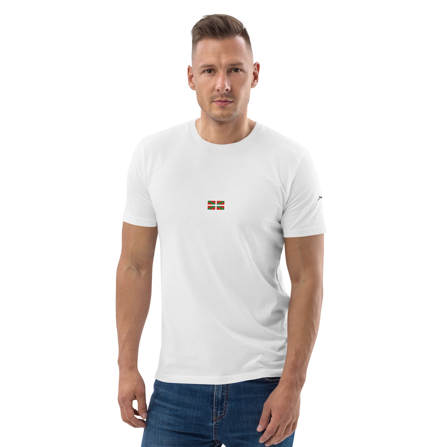 Vue de face du t-shirt 100% coton biologique Ikurriña - coloris blanc