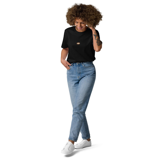 Vue de face du t-shirt 100% coton biologique Ikurriña - coloris noir