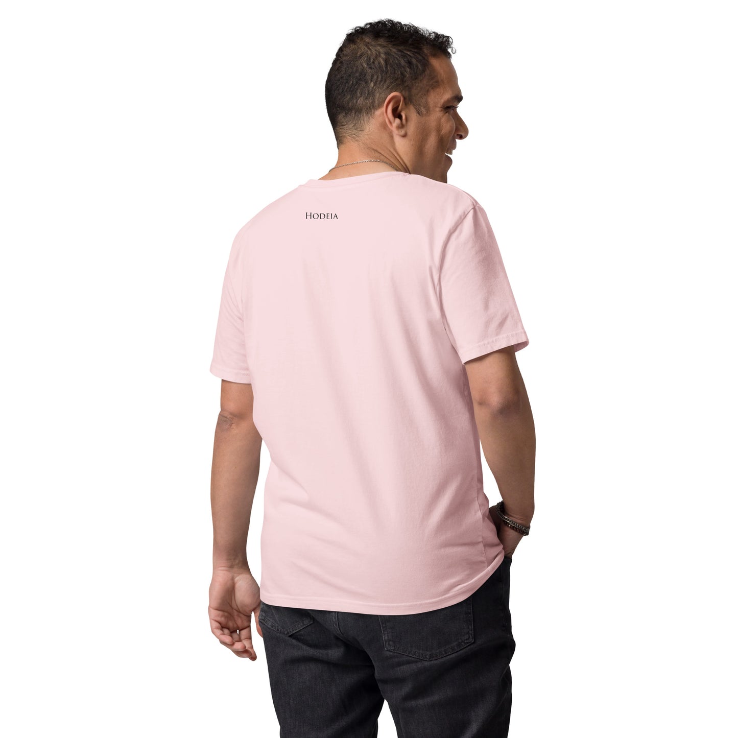 Vue de dos du t-shirt 100% coton biologique Lauburu N - coloris rose pâle