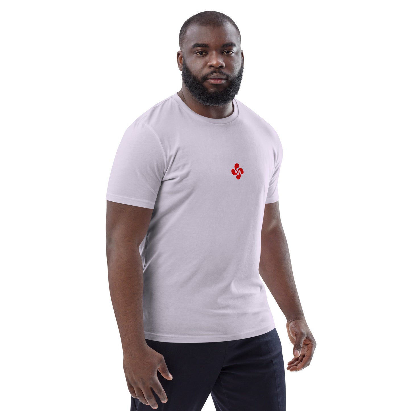 Vue de côté du t-shirt 100% coton biologique Lauburu R - coloris orchidée