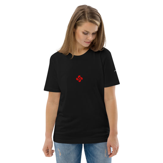 Vue de face du t-shirt 100% coton biologique Lauburu R - coloris noir