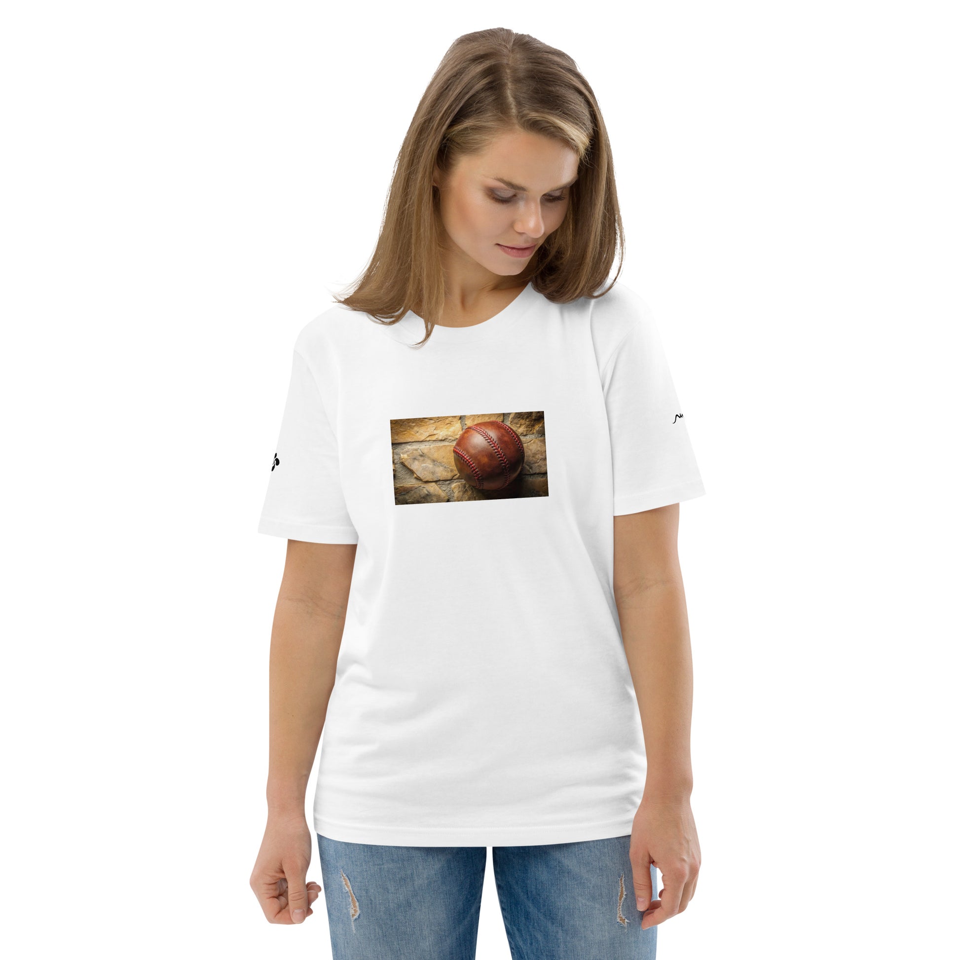 Vue de face du t-shirt 100% coton biologique Pelote Basque - coloris blanc