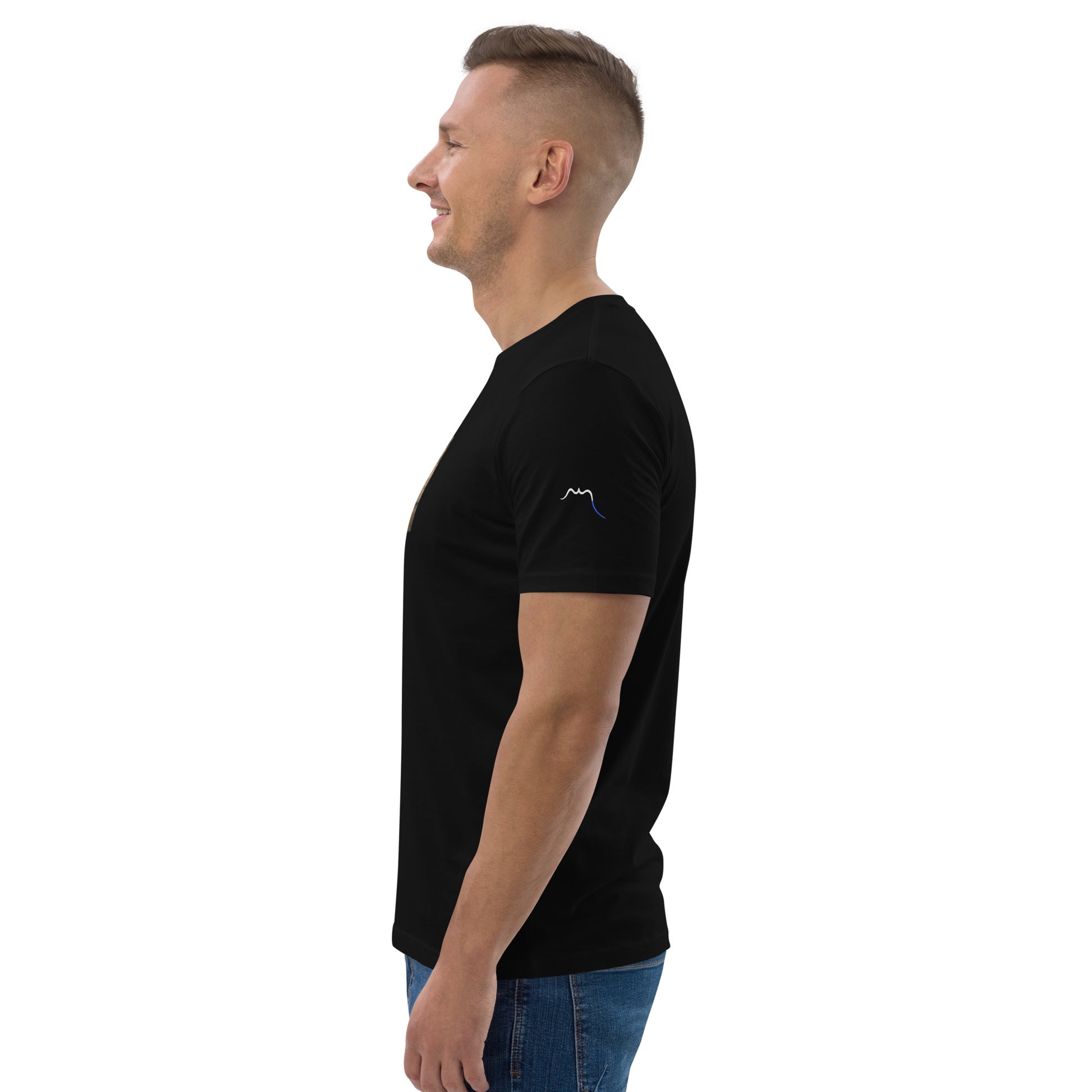 Vue de côté du t-shirt 100% coton biologique Pelote Basque - coloris noir