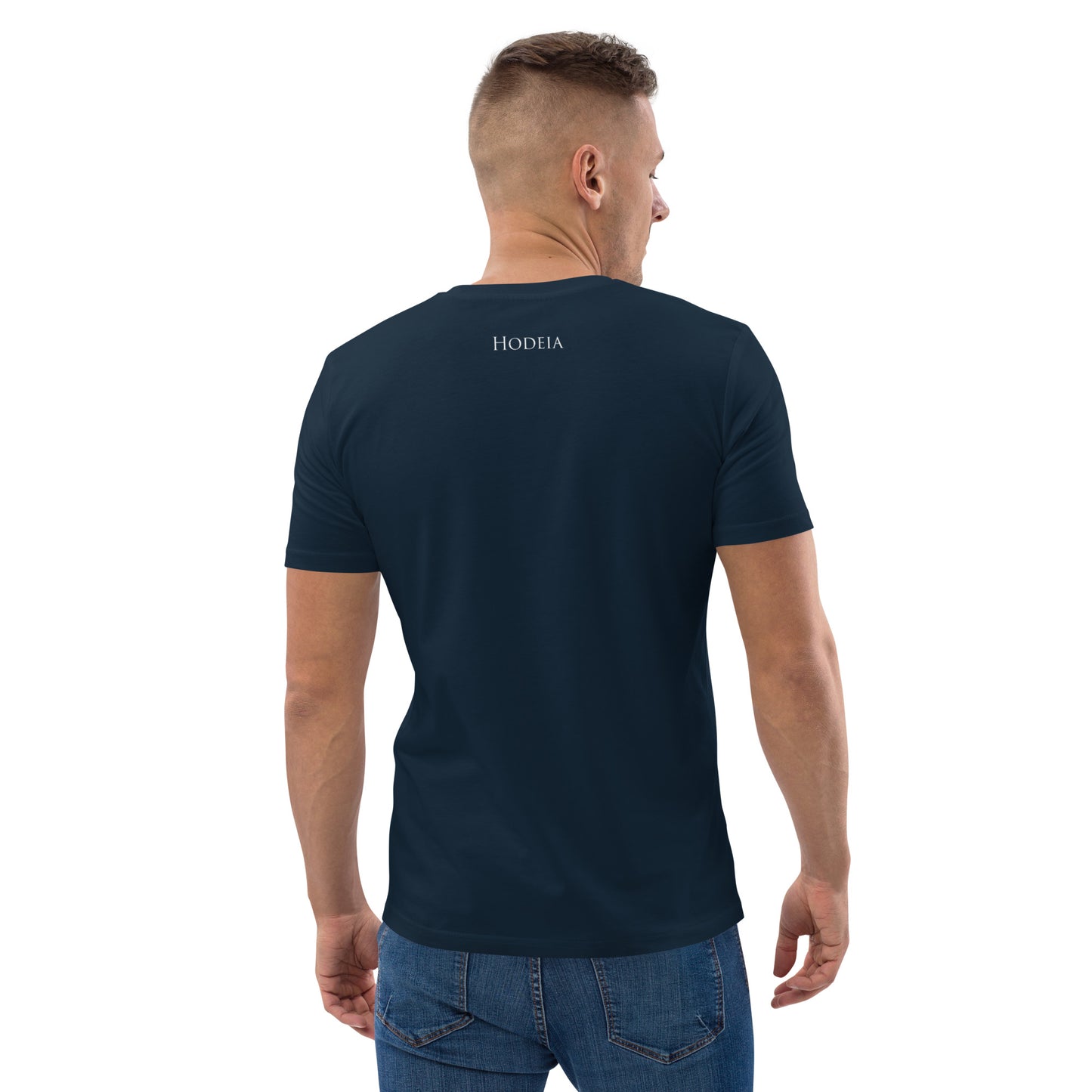 Vue de dos du t-shirt 100% coton biologique Pelote Basque - coloris bleu marine